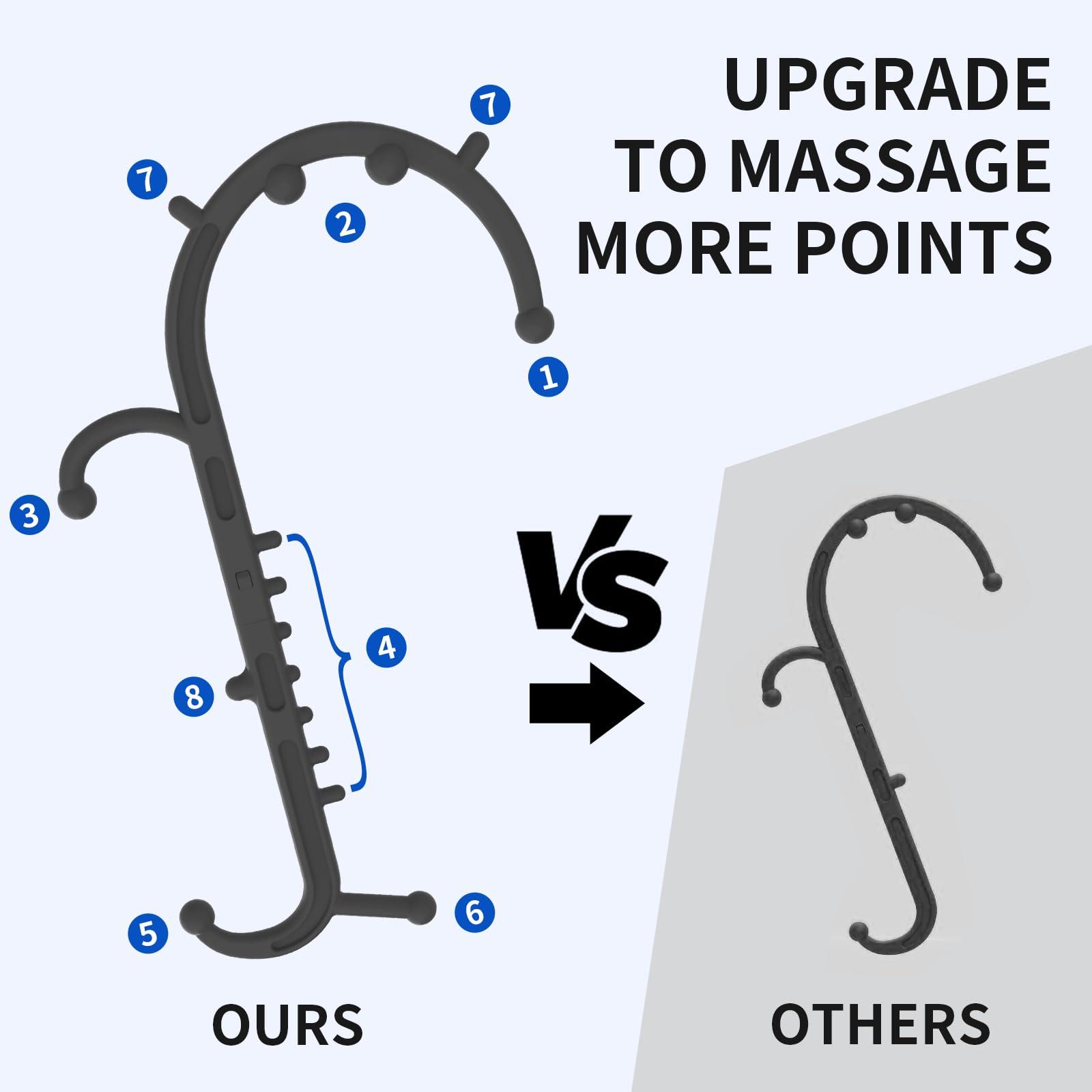 Cubetoou Cubetoou Back and Neck Massager for Pain Relief Deep Tissue, Upgraded Full Body Trigger Point Cane Massage Tools, Massage Stick Pressure Point Hook, Muscle Knot Remover Tool (Black)