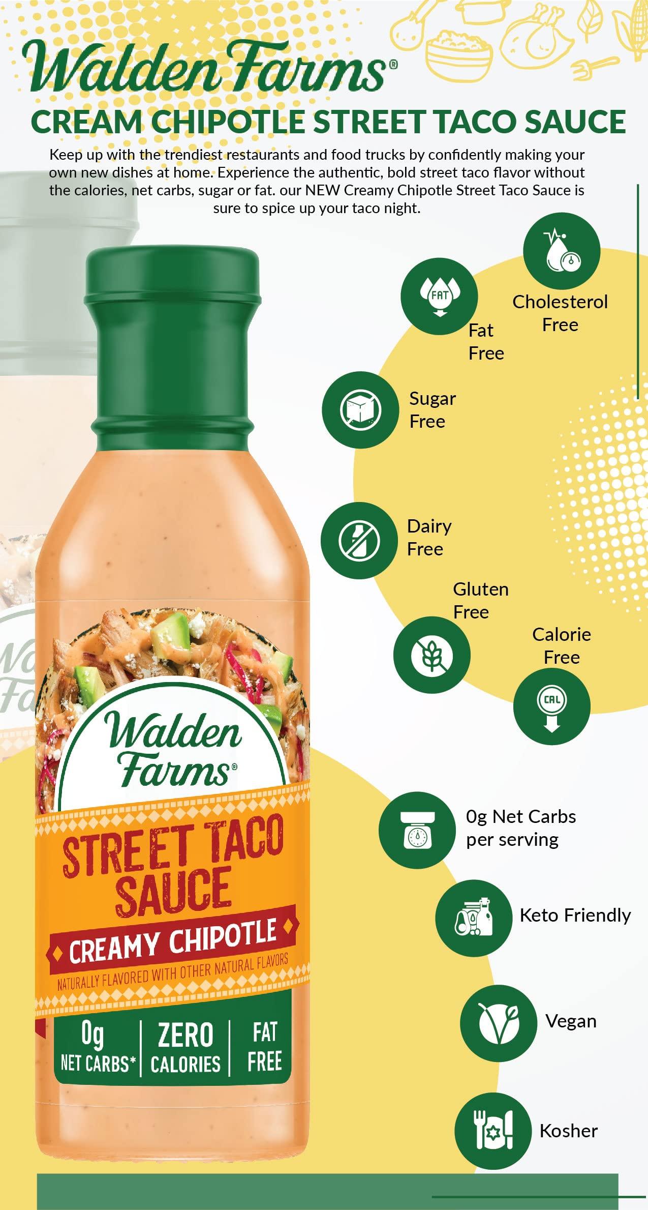 Walden Farms Walden Farms Street Taco Sauce Creamy Chipotle - Calorie-Free, Gluten-Free, Low Carb, Keto-Friendly, Sugar-Free, Smoky Chipotle Flavor, (12 oz Bottle)
