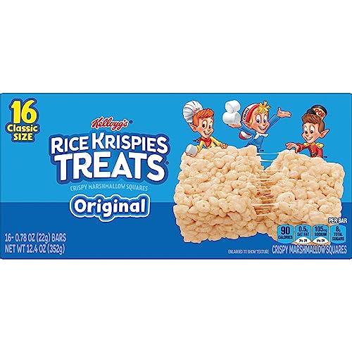 RICE KRISPIES TREATS Rice Krispies Treats Crispy Marshmallow Squares, Kids Snacks, Snack Bars, Original, 12.4oz Box (16 Bars)