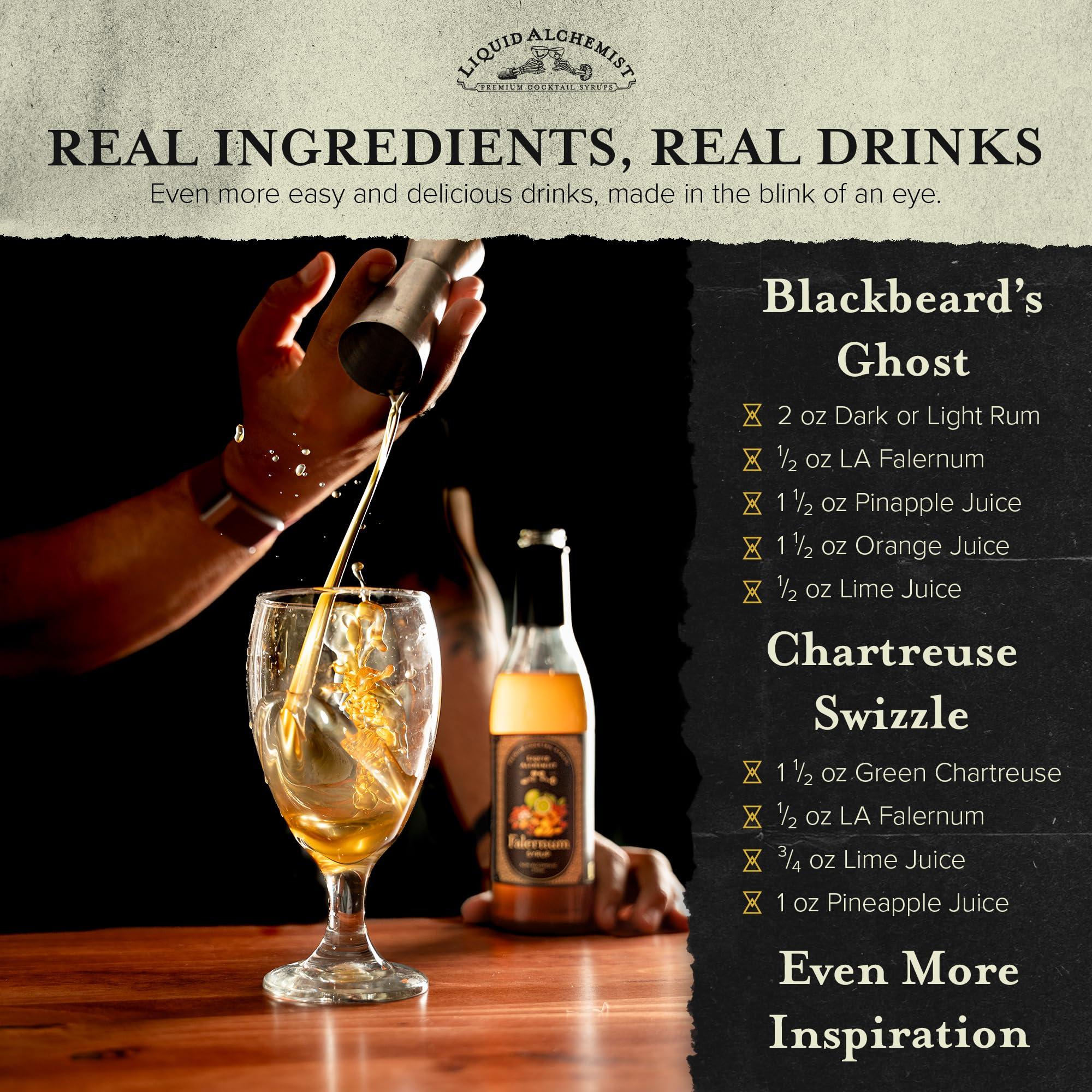 Liquid Alchemist Liquid Alchemist Falernum Syrup for Cocktails - Real Ingredients Make our Falernum Cocktail Syrup a Great Mixer for any Tiki Cocktail - Our Mixer is Non-GMO Gluten Free & Vegan (12 oz)