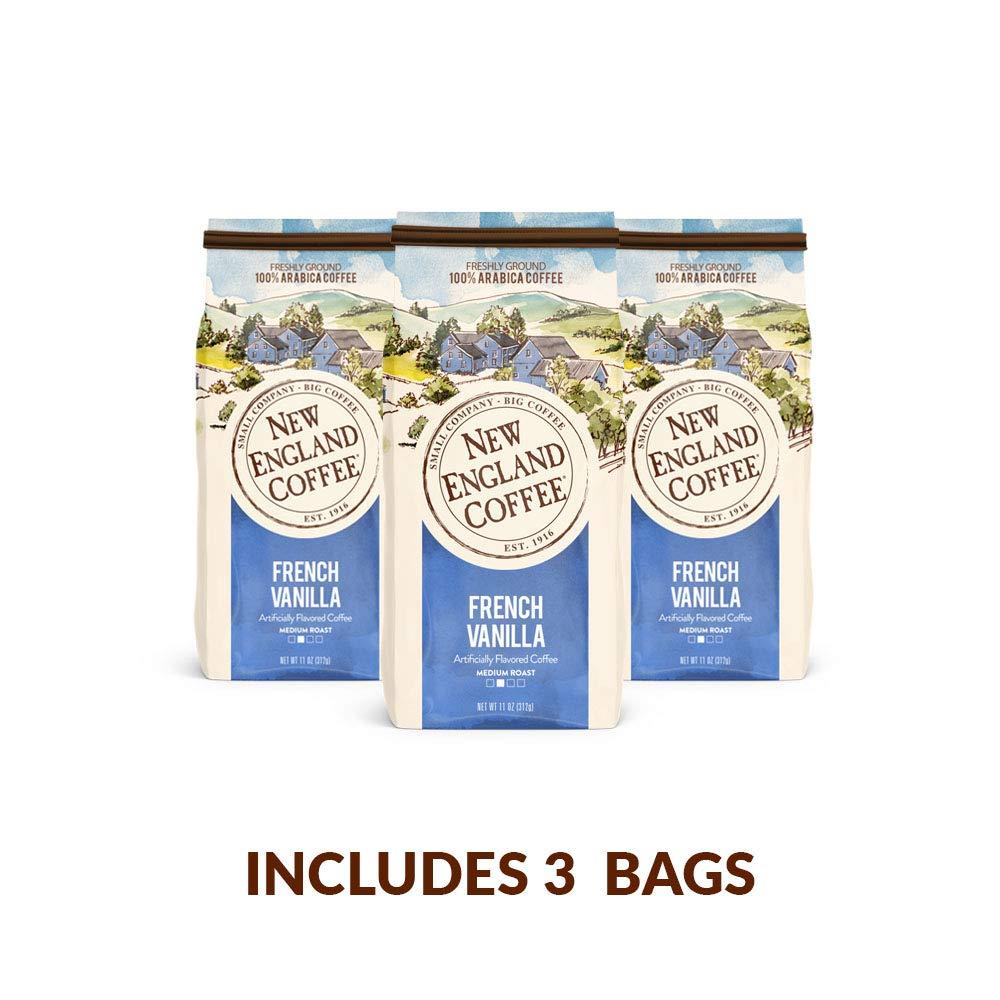 New England Coffee New England Coffee French Vanilla Medium Roast Ground Coffee 11 Ounce (Pack of 3)