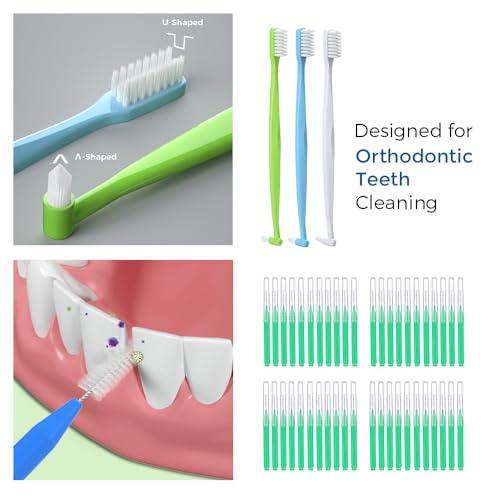 NAGY NAGY Braces Cleaning Kit with Orthodontic Toothbrush, Interdental Brushes Between Teeth, Dental Floss, Floss Threaders, Ortho Wax, Braces Accessories for Teeth