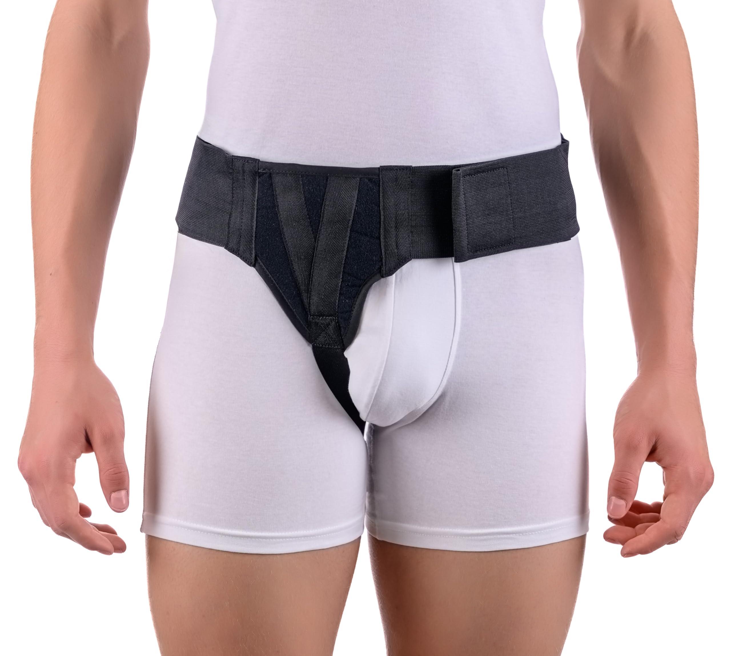 FlexaMed FlexaMed Right Side Inguinal Hernia Groin Belt with Compression Pad Black (M 32-36)