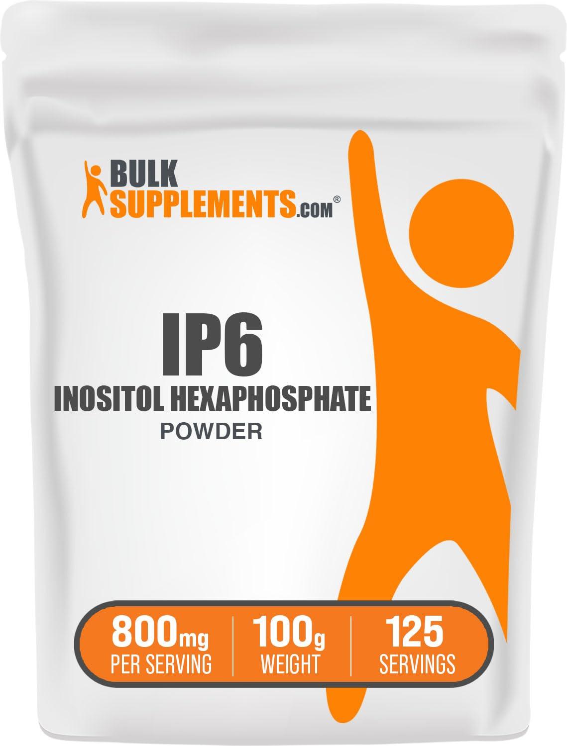 BulkSupplements BulkSupplements.com IP6 Powder - Inositol Hexaphosphate, IP6 Supplement - Inositol Supplement for Immune Support, Gluten Free, 800mg per Serving, 100g (3.5 oz) (Pack of 1)
