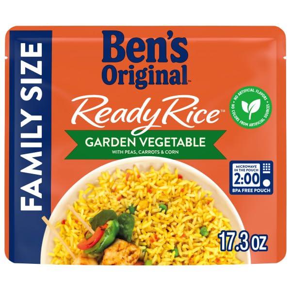 BEN'S ORIGINAL BEN'S ORIGINAL READY RICE Garden Vegetable Medley Flavored Rice, Family Size, 17.3 OZ Pouch (Pack of 6)