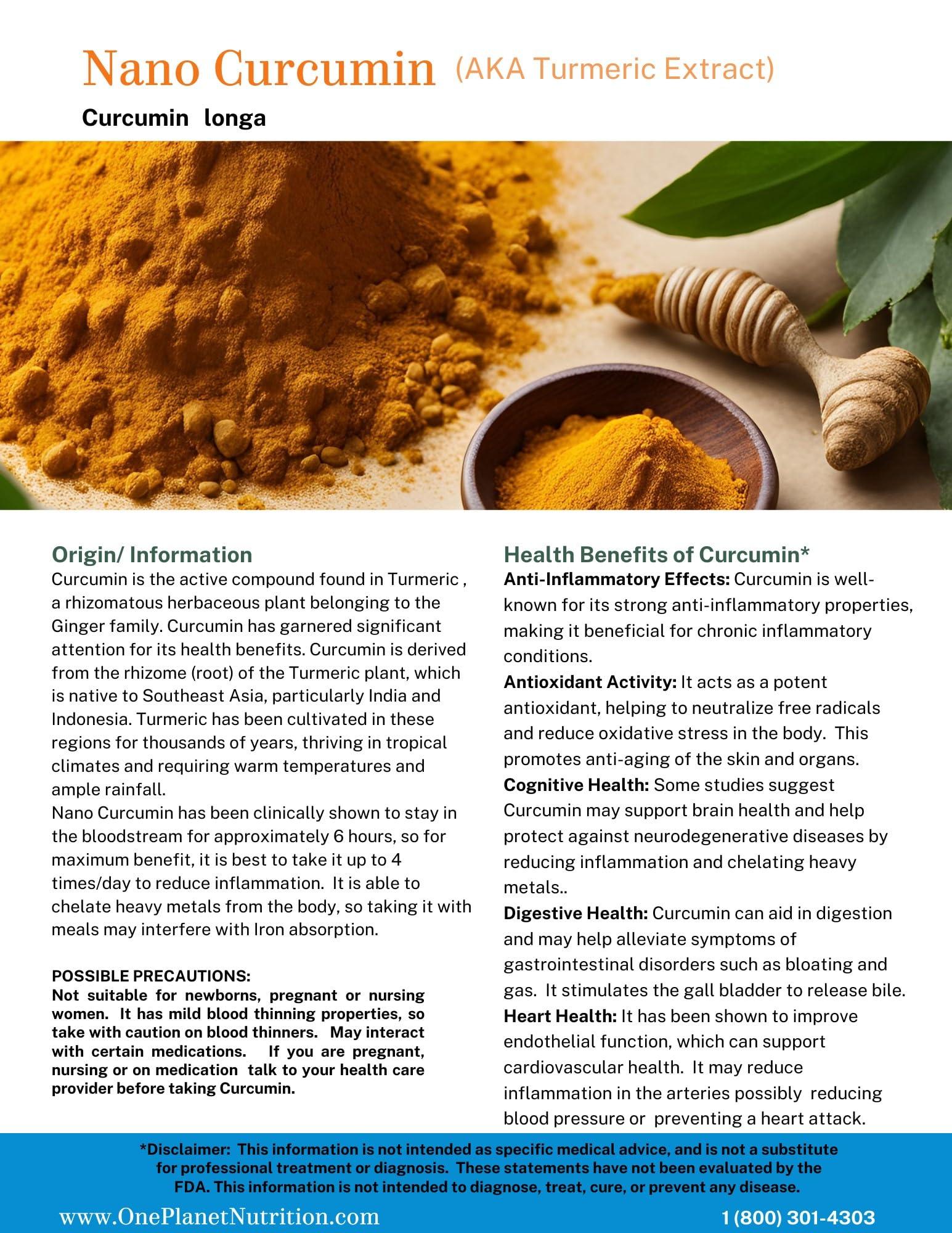 One Planet Nutrition One Planet Nutrition Nano Curcumin 500 mg Veggie Capsules (240 Servings), Family Size, Nano for High Absorption, Supports Anti-Inflammatory & Immune Health, Non-GMO, Vegan, Gluten-Free