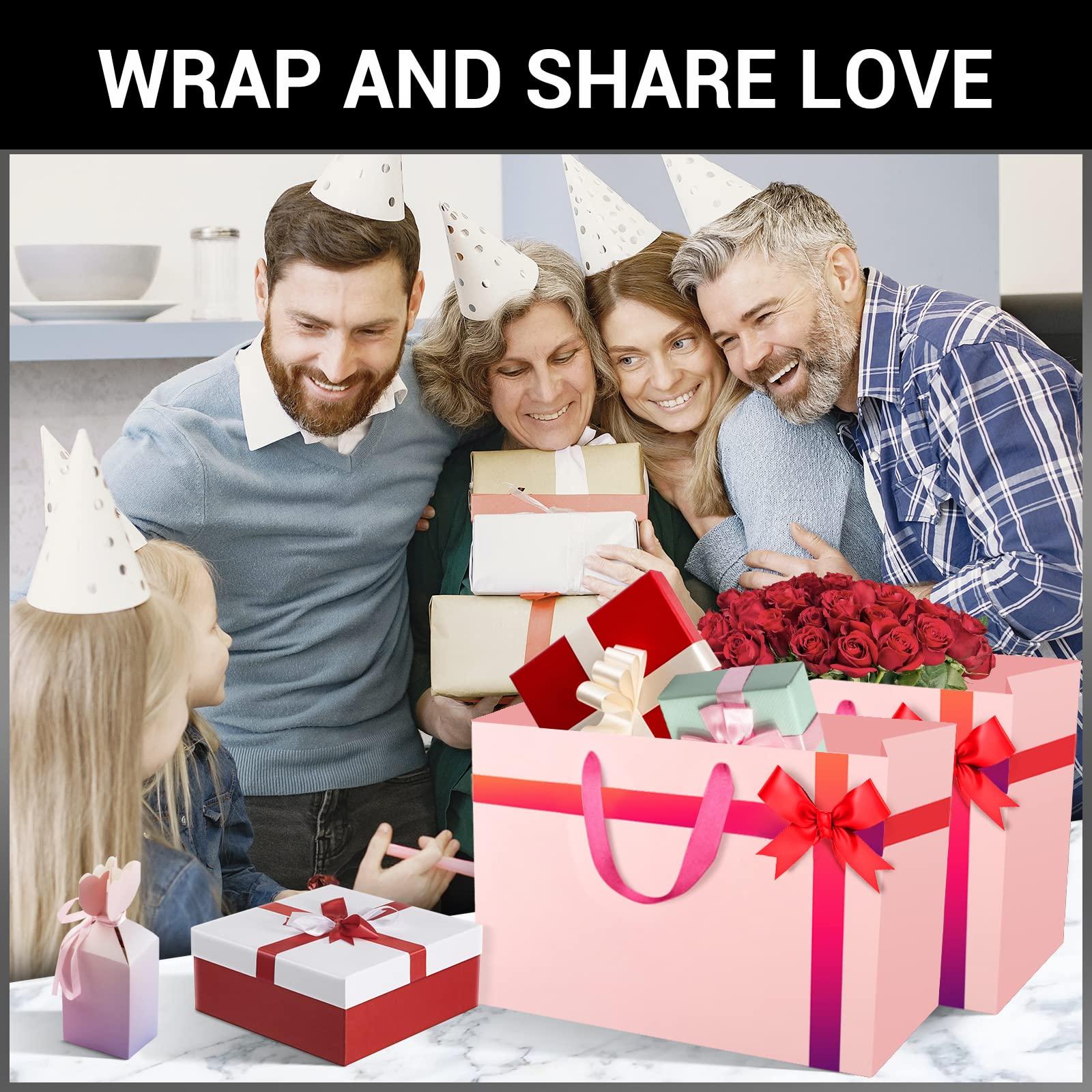 EUSOAR EUSOAR Extra Large Pink Gifts Wrap Bags, 12 Pack 16x6x12 inches Shopping Bags with Handles Bulk, Retail Wrapping Bags for Wedding, Craft Grocery, Boutique, Party Favor, Business