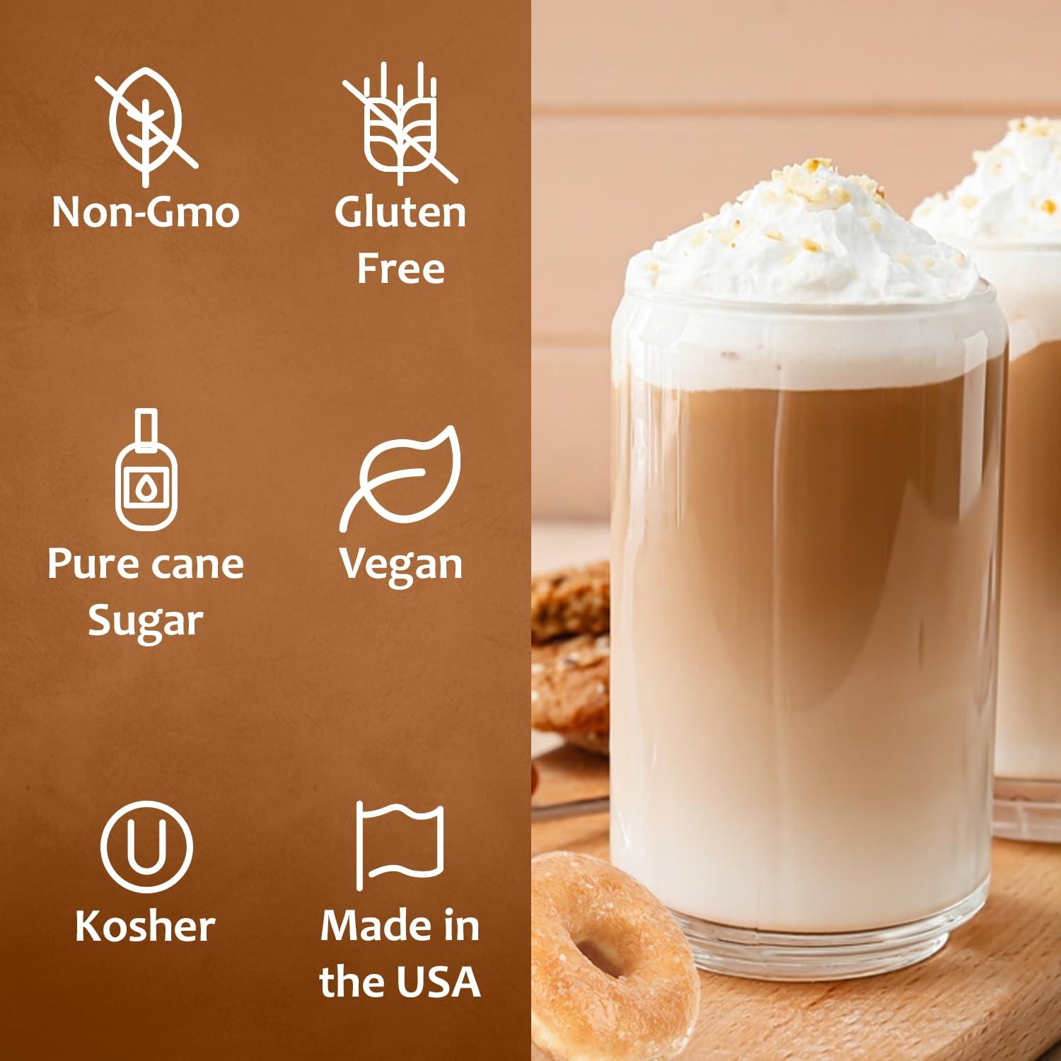 SYRUVIA Syruvia Glazed Donut Coffee Syrup - 25.4 fl oz Premium Coffee Flavoring Syrup - Kosher Coffee Syrups, Gluten Free, No Coloring, Perfect for Drinks, Soda, Shakes, Desserts, and More With Pump