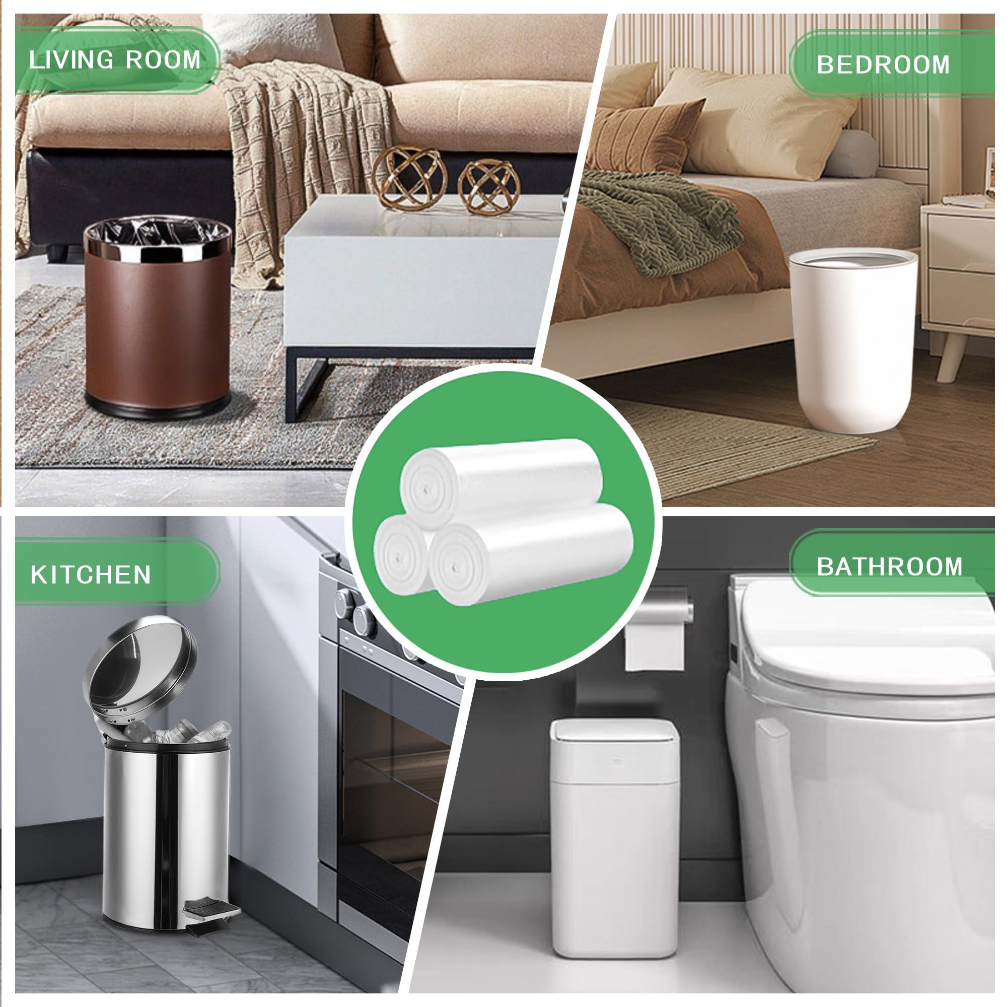 LEAGIM Small Trash Bags 2.6 Gallon-108 Count Leakage-Proof Strong, Small Mini Garbage Bags for Bathroom, Bedroom, Office, White Small Trash Can Liners
