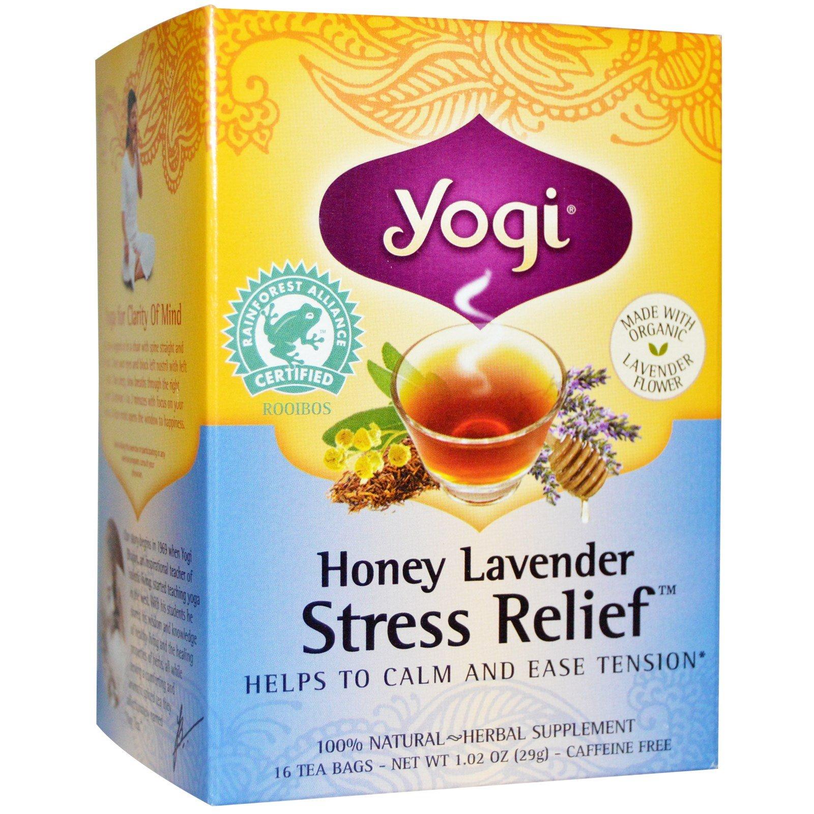 Yogi Tea Yogi Tea, Honey Lavender Stress Relief, Caffeine Free, 16 Tea Bags, 1.02 oz (29 g)(PACKS OF 3)