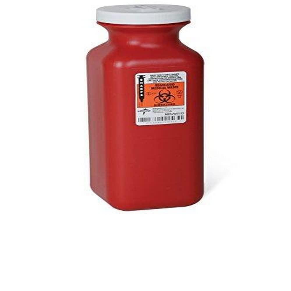 Medline Medline Portable Phlebotomy Sharps Container, 1.5 qt. with Secure Screw Top Lid, Red - Ideal for Safe Medical Waste Disposal, Compact Design for Easy Transport