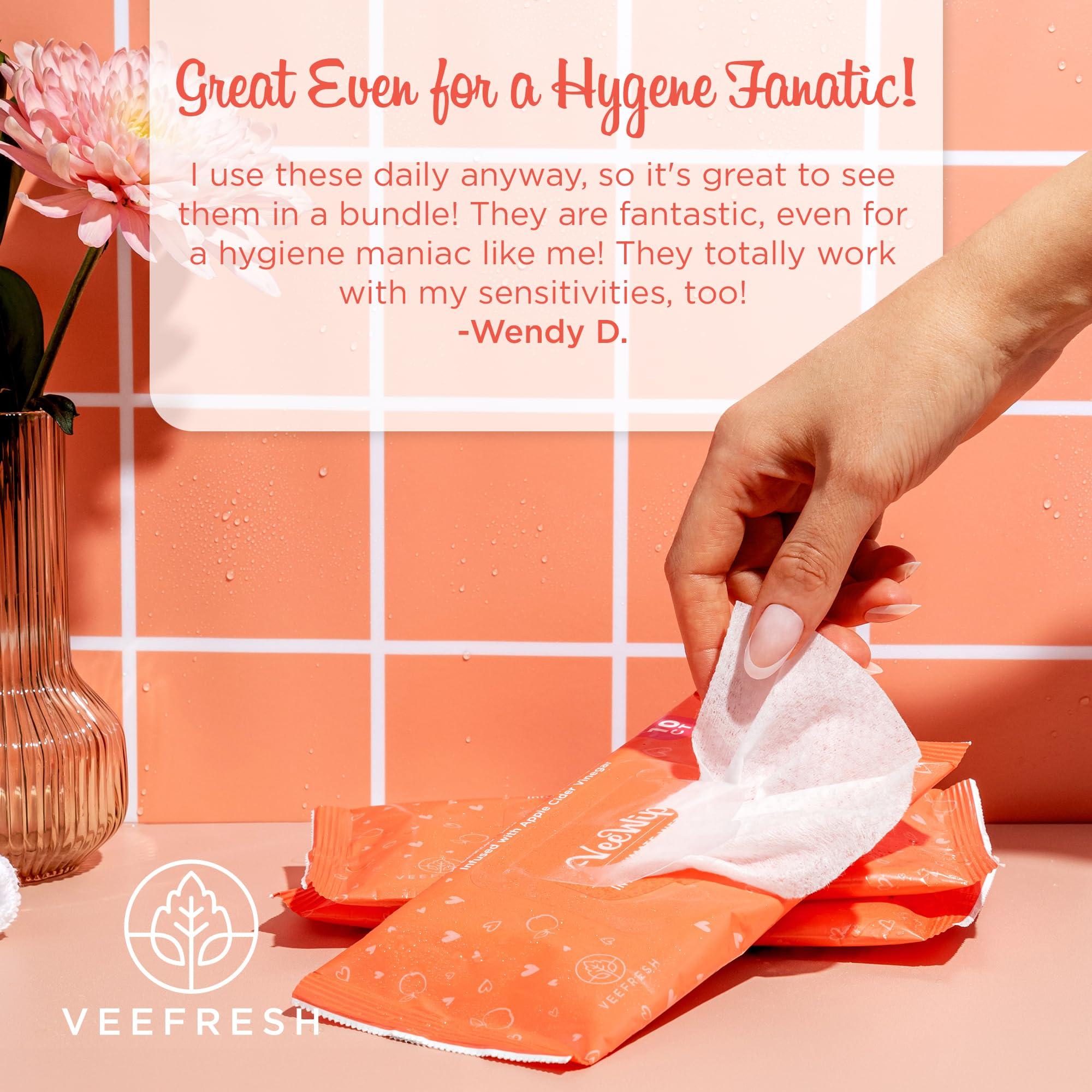 VeeFresh VeeFresh VeeDaily - VeeGentle Intimate Wash & VeeWipes ACV Sensitive Vee Bundle - Apple Cider Vinegar Infused Female Wipes for Women & Natural Feminine Wash for Sensitive Vees!