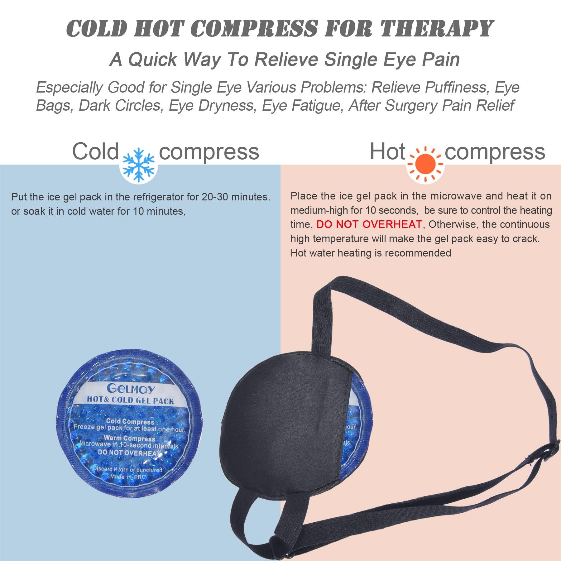 GELMAY Pure Silk Cooling Eye Patches for Puffy Eyes Ice Eye Mask Cover Medical Single Eye Patch Cold Hot Therapy Strabismus Lazy Eye Bags After Surgery Pirate One Eyepatch Adult Kid (2Sets Black New)
