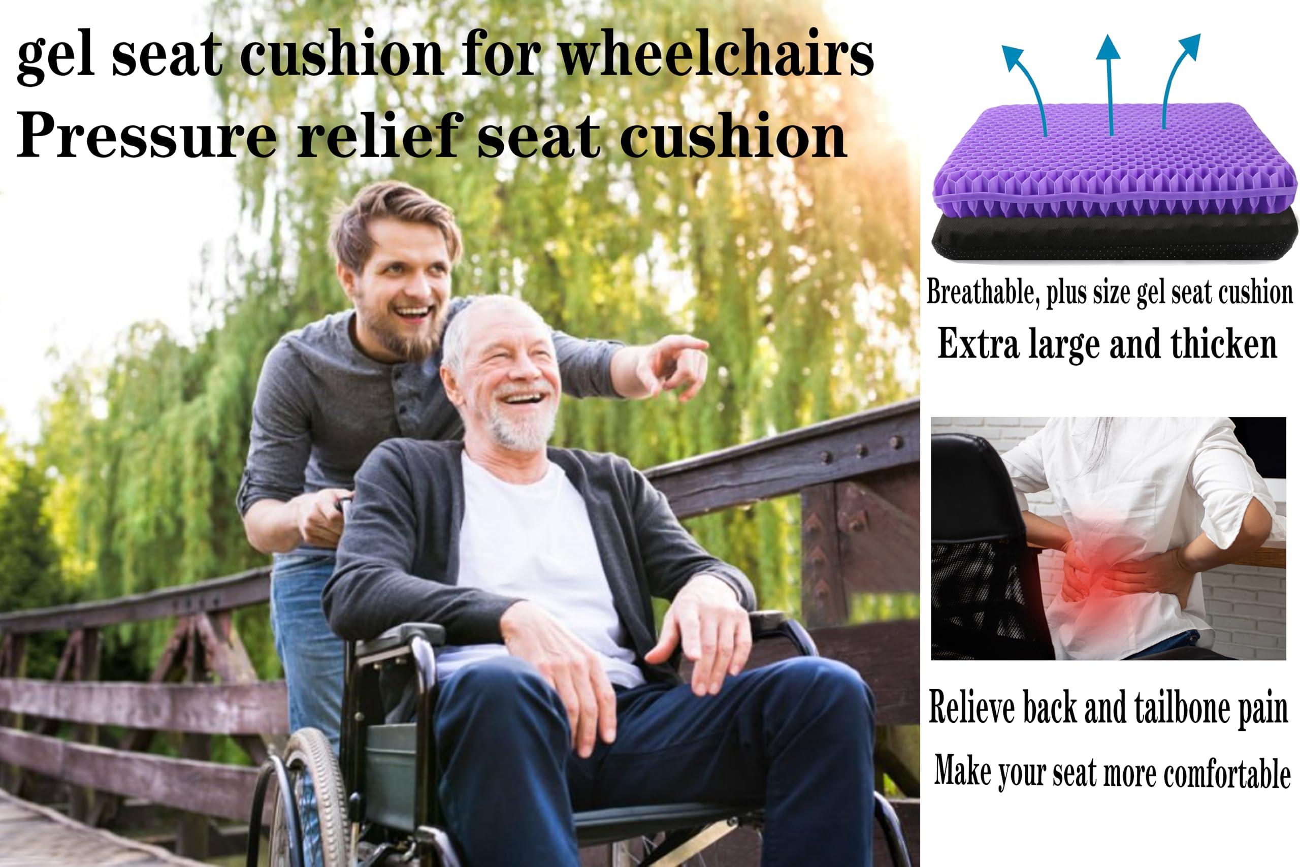 N\C NC Gel Seat Cushion for Long Sitting, Pressure Relief pad, Back, Hip, Sciatica, Tailbone Pain Relief Cushion, Use for The Car, Office, Wheelchair, Stadium Bleachers, Outdoor Travel .(Purple)