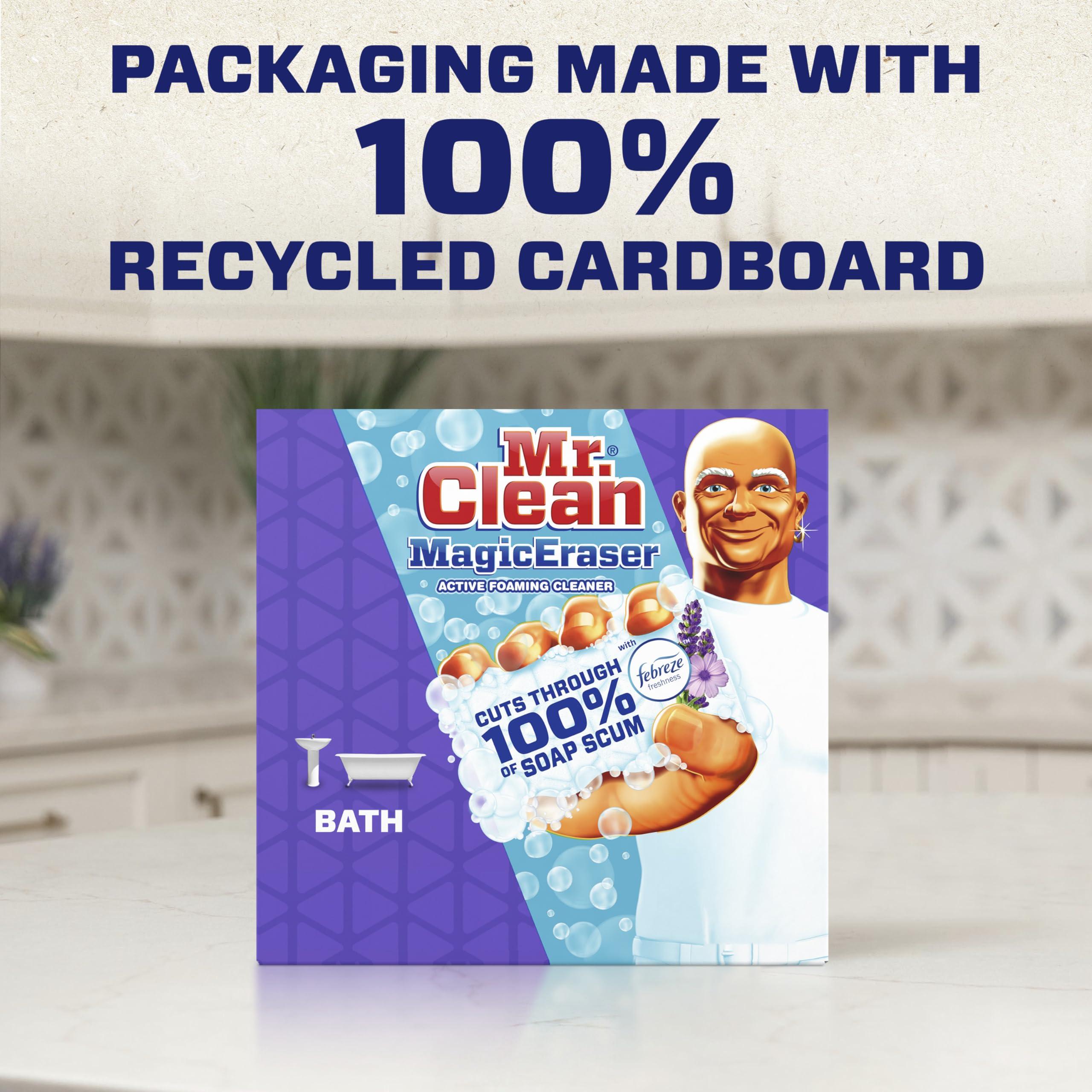 Mr. Clean Mr. Clean Magic Eraser, Bathroom, Shower, and Shoe Cleaner with Febreze Lavender Scent, Cleaning Pads with Durafoam, 10 Count