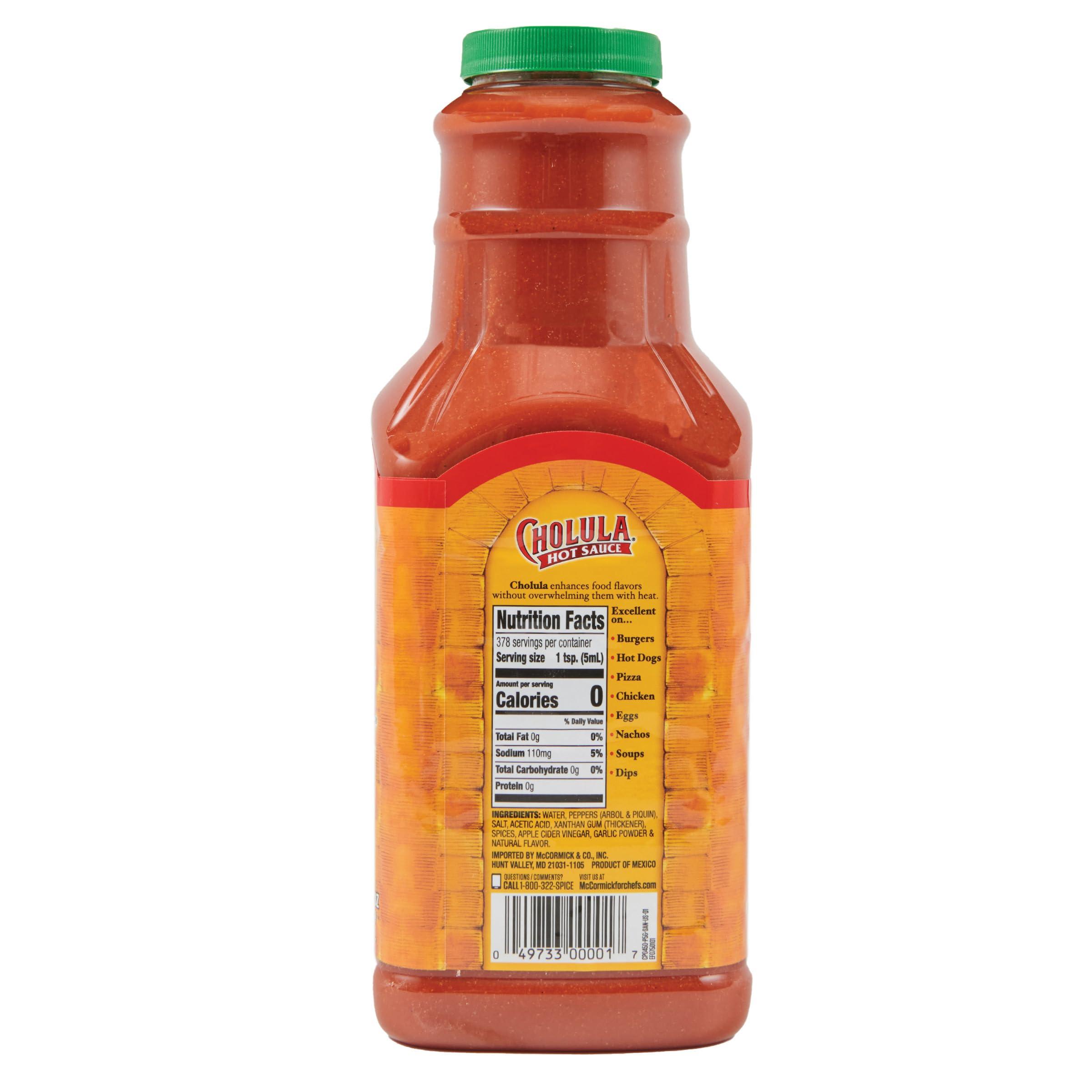 Cholula Cholula Original Hot Sauce, 64 fl oz - One 64 Fluid Ounce Bulk Container of Hot Sauce with Mexican Peppers and Signature Spice Blend, Perfect with Tacos, Eggs, Wings, Chicken and More