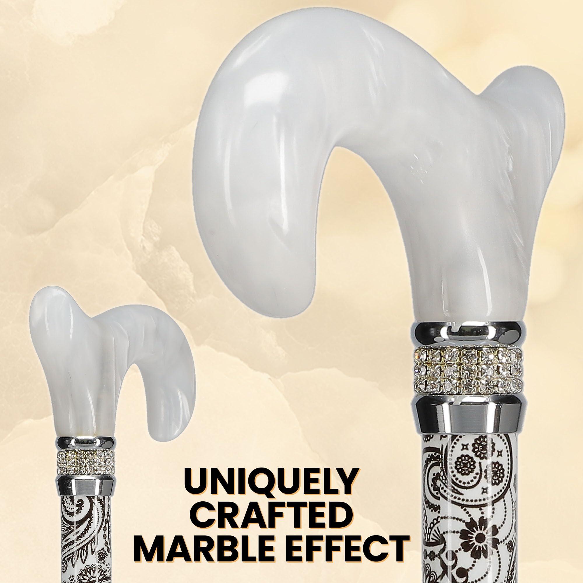 Royal RC Canes Royal RC Canes Rhinestone Designer - Black & White Majesty Pearlz Walking Cane Adjustable - Aluminum Shaft - Stylish Canes for Women and Men Stability - Seniors Walking Stick