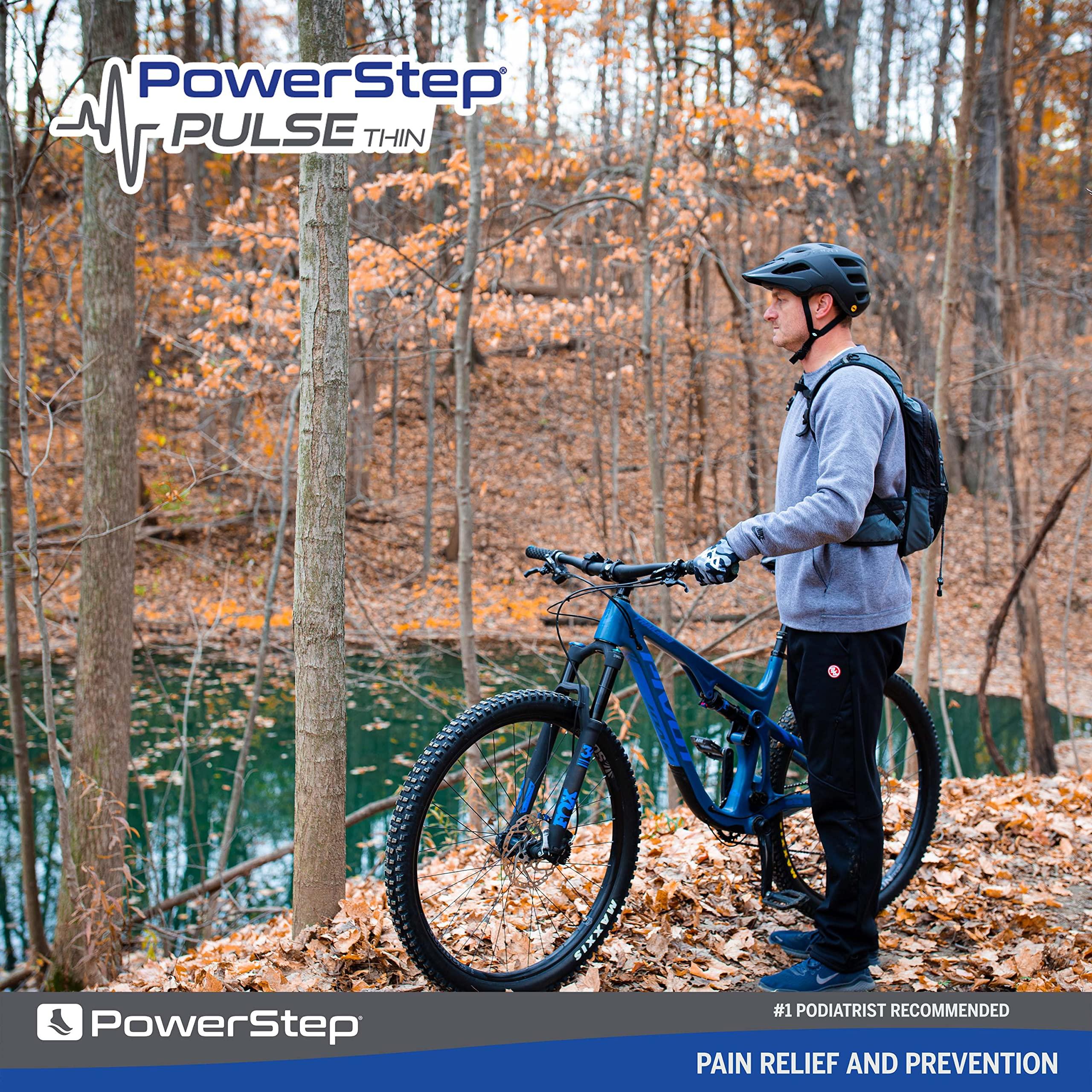 Powerstep PowerStep Pulse Thin Orthotics - Arch Support Inserts + Pain Relief for Cleats & Tight Running Shoes - Insoles for Plantar Fasciitis, Mild Pronation, and Shin Splints (M 10-10.5 W 12)