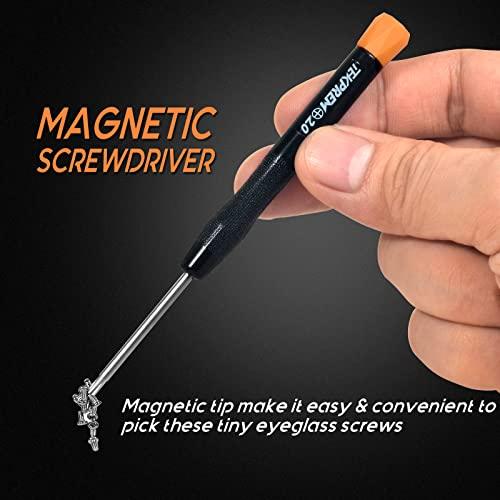 TEKPREM TEKPREM Magnetic Eyeglass Repair Tool Kit, Eye Glasses Repairing Screwdriver Set with Eyeglass Screws,Silicone Nose Pads,Tweezer,Small Screwdriver for Eyeglasses,Sunglasses and Nose Pads Replacement