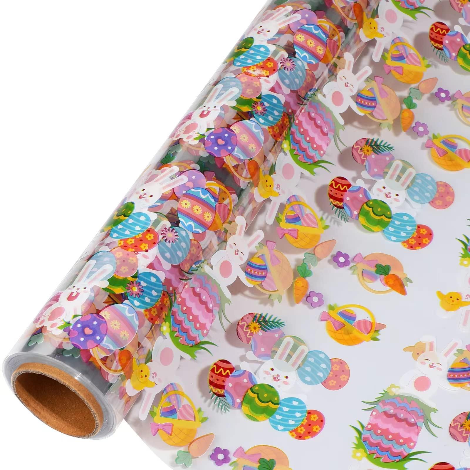 shareluck shareluck 31.5 x 50ft Easter Cellophane Wrap - Easter Cello Wrapping paper to Wrap Gift Basket, Treat-Easter Design & Eggs Cellophane. (31.5 fold into 16)