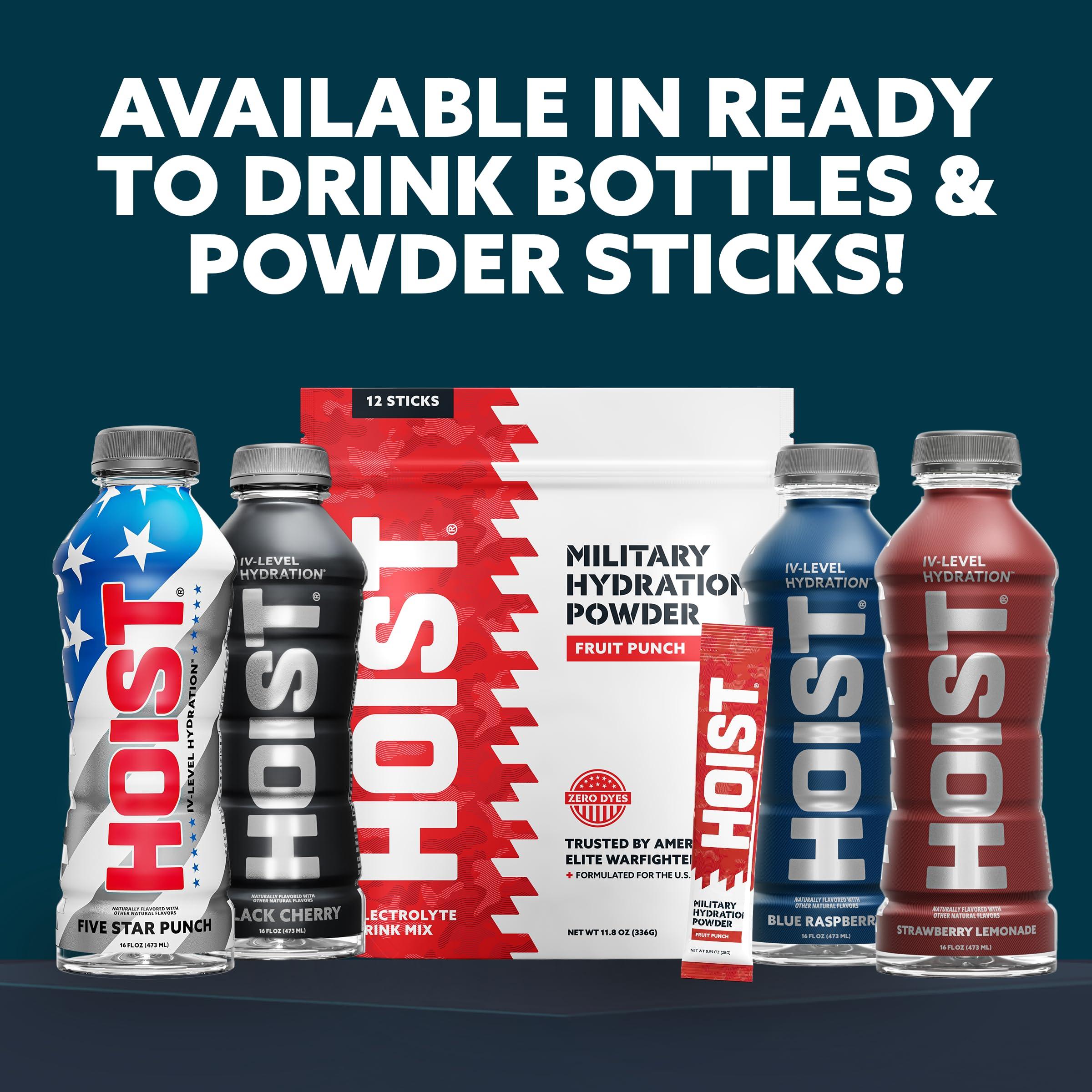 HOIST HOIST Premium Military Hydration Powder - Electrolyte Drink Mix - Powder Stick Pack, Fruit Punch (12 Sticks Per Pack)