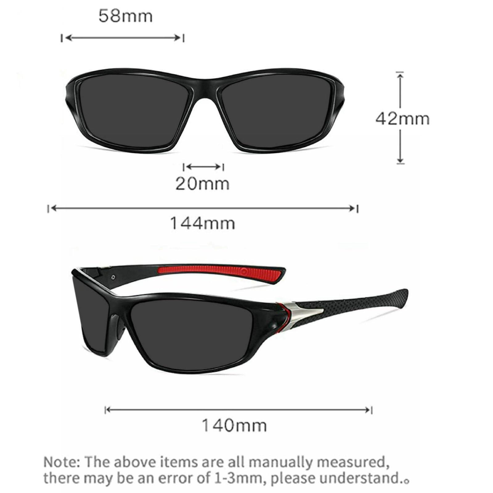 willochra willochra Wrap Around Full Lens polarized Reading Sunglasses for Men Women Cycling Driving Sports Readers (black red, 1, x)