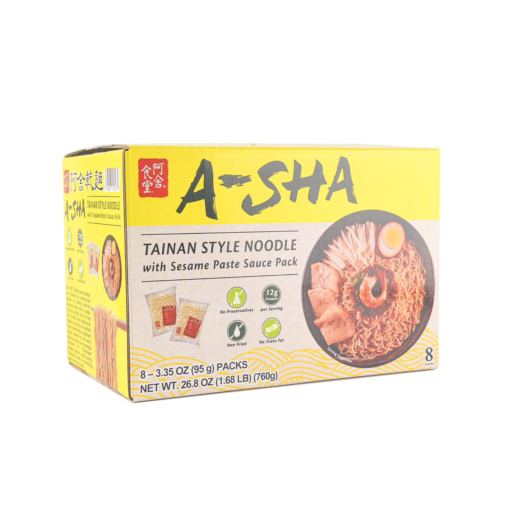 A-Sha Healthy Ramen Noodles With Sesame Sauce - Tainan Thin Sized Noodles, 8 Pack