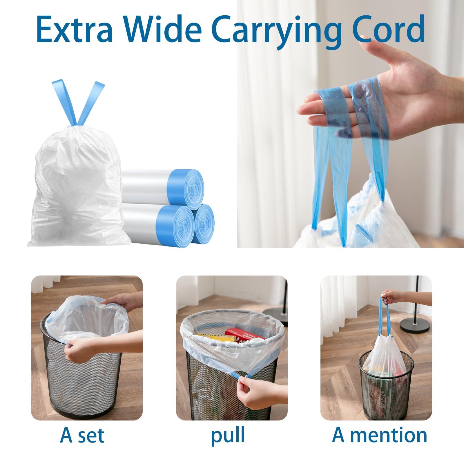 HUAPPNIO Garbage Bags, Small Drawstring Bin Bags 12L 45x50CM 75 PCS (Regular bagged)