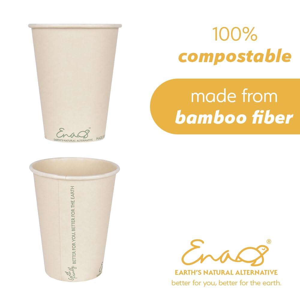 Earth's Natural Alternative 100% Compostable Disposable Coffee Cups [12oz 320 Pack] Paper Cups Made from Bamboo, Eco-Friendly, Biodegradable Premium Party Cups, Natural Unbleached by Earth's Natural Alternative