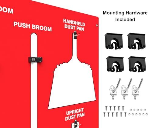 Accuform Clean & Sweep 5S Shadow Board/Wall Mount Broom Holder, 68\" x 30\" Board, 5S Cleaning Station - Board Only, Tools Sold Separately, Made in The USA by AccuformNMC, Red/White, PSB614RDWT