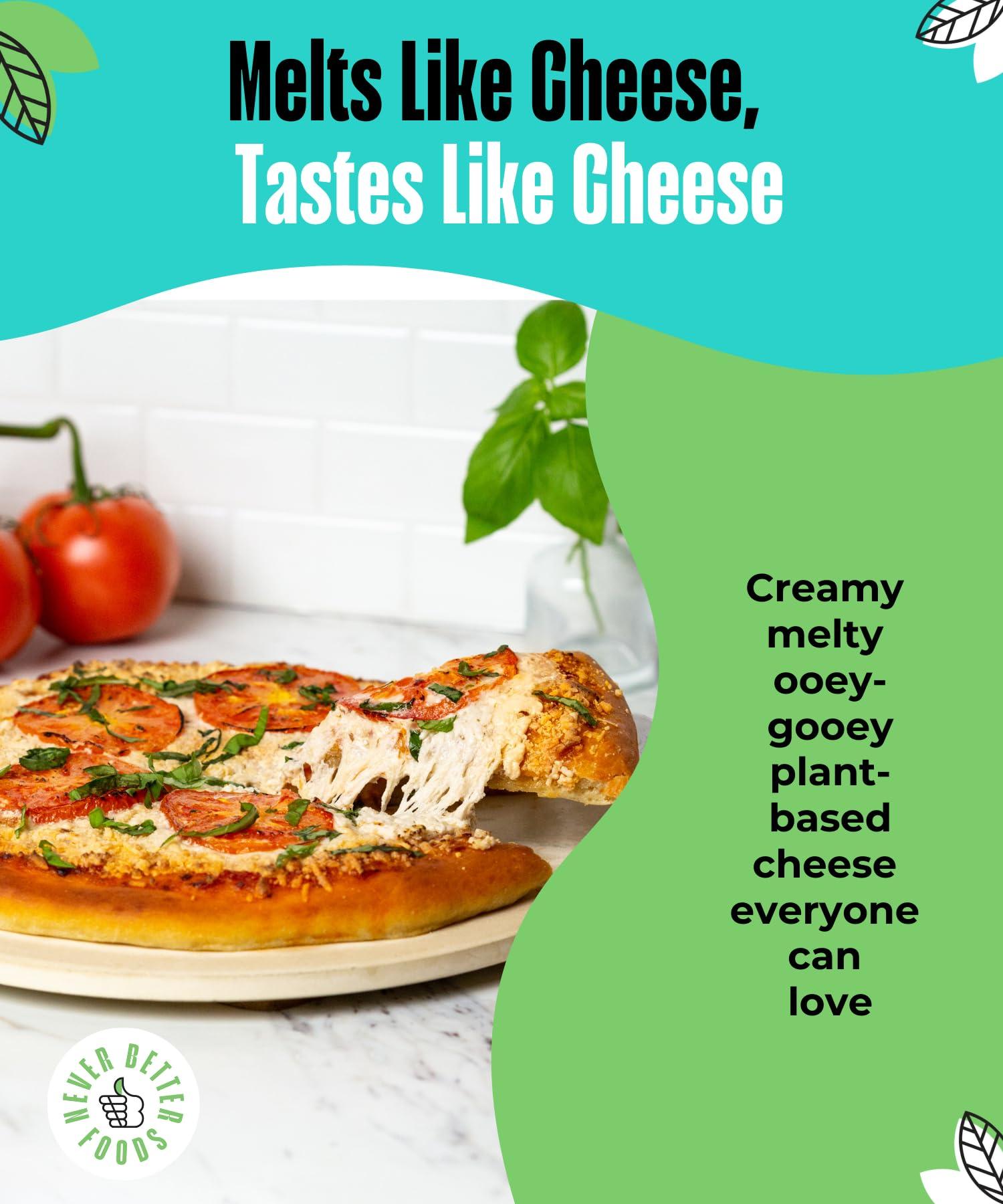 NEVER BETTER FOODS Dairy Free Cheese, Vegan Mozzarella Cheese That Melts Perfectly, Healthy Plant Based Cheese, 2.5 LB Bag of Vegan Cheese Shredded, Lactose Free Cheese with No Allergens, Non Dairy Cheese.
