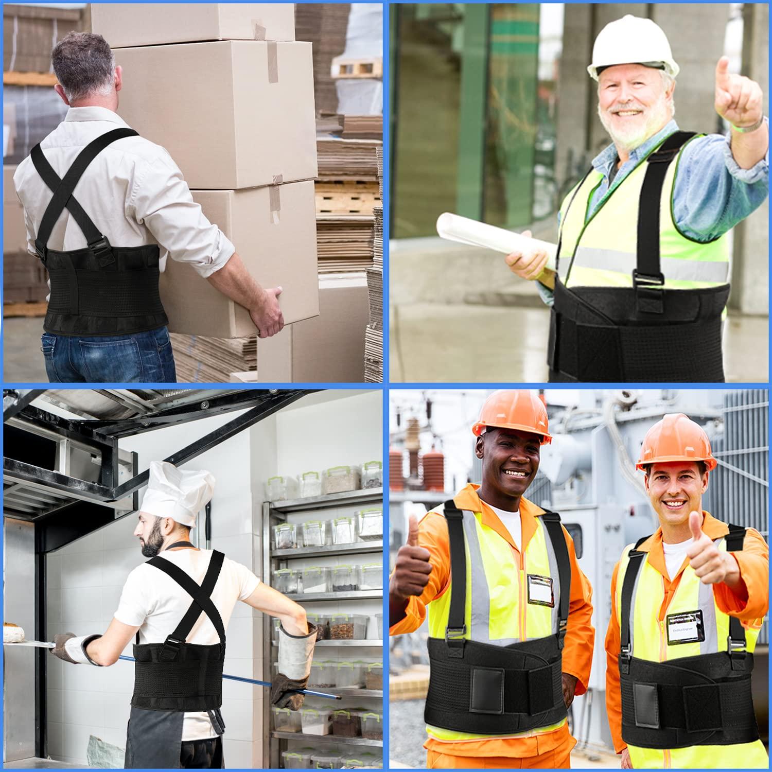 KLEUET Back Brace for Lower Back Pain Relief - Back Support Belt for Women and Men,Adjustable Removable Suspender Straps,Lower Back Belt for Heavy Lifting Work,Moving and Warehouse Jobs XL/2XL(37\"-45\")