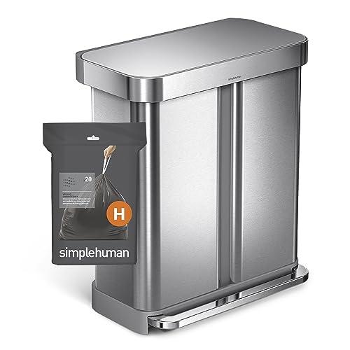 simplehuman simplehuman Code H 80 Count, Genuine Odorsorb Custom Fit Liners, Drawstring Odor Absorbing Trash Bags in Dispenser Packs, 30-35 Liter / 8-9 Gallon
