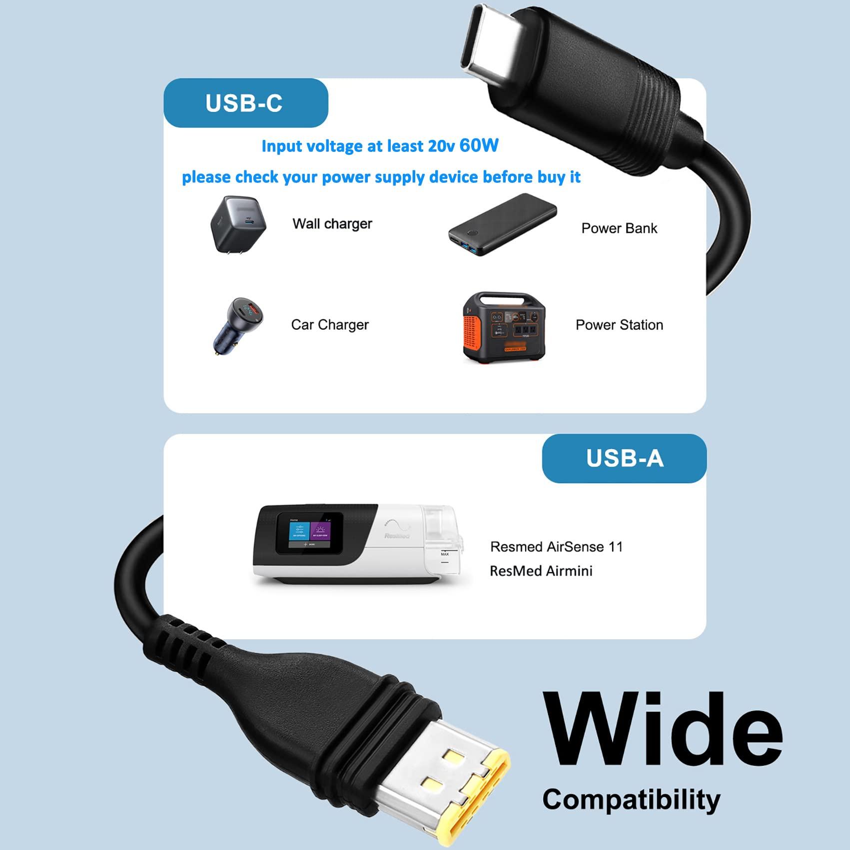 FLGAN 20V PD USB-C Power Supply for ResMed AirSense 11 Air 11 Airmini 65W 20W ResMed CPAP Charger DC Coverter Cable