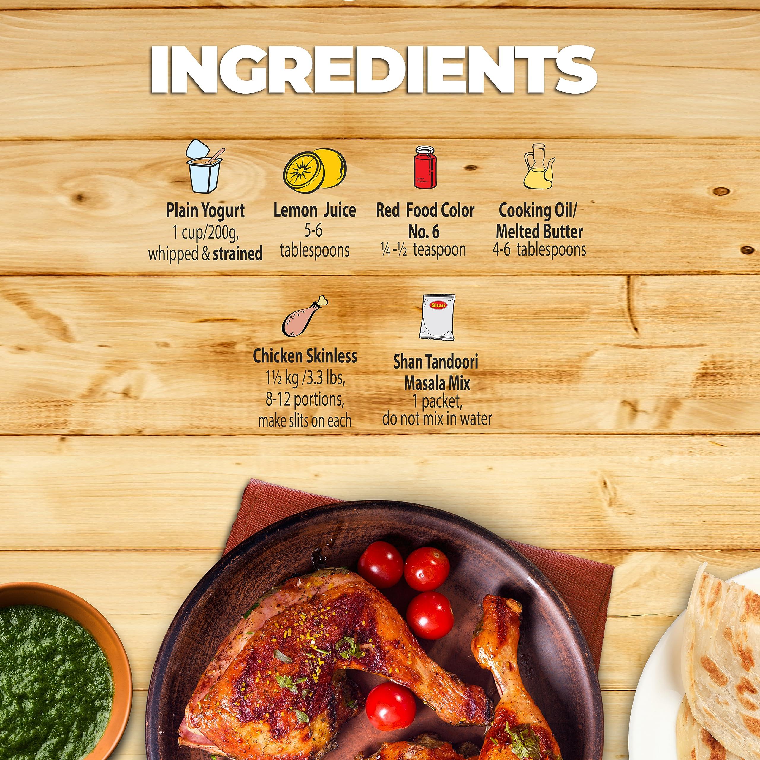 Shan Shan - Tandoori Masala Seasoning Mix (50g) - Spice Packets for Tandoori Style Chicken (Pack of 3)