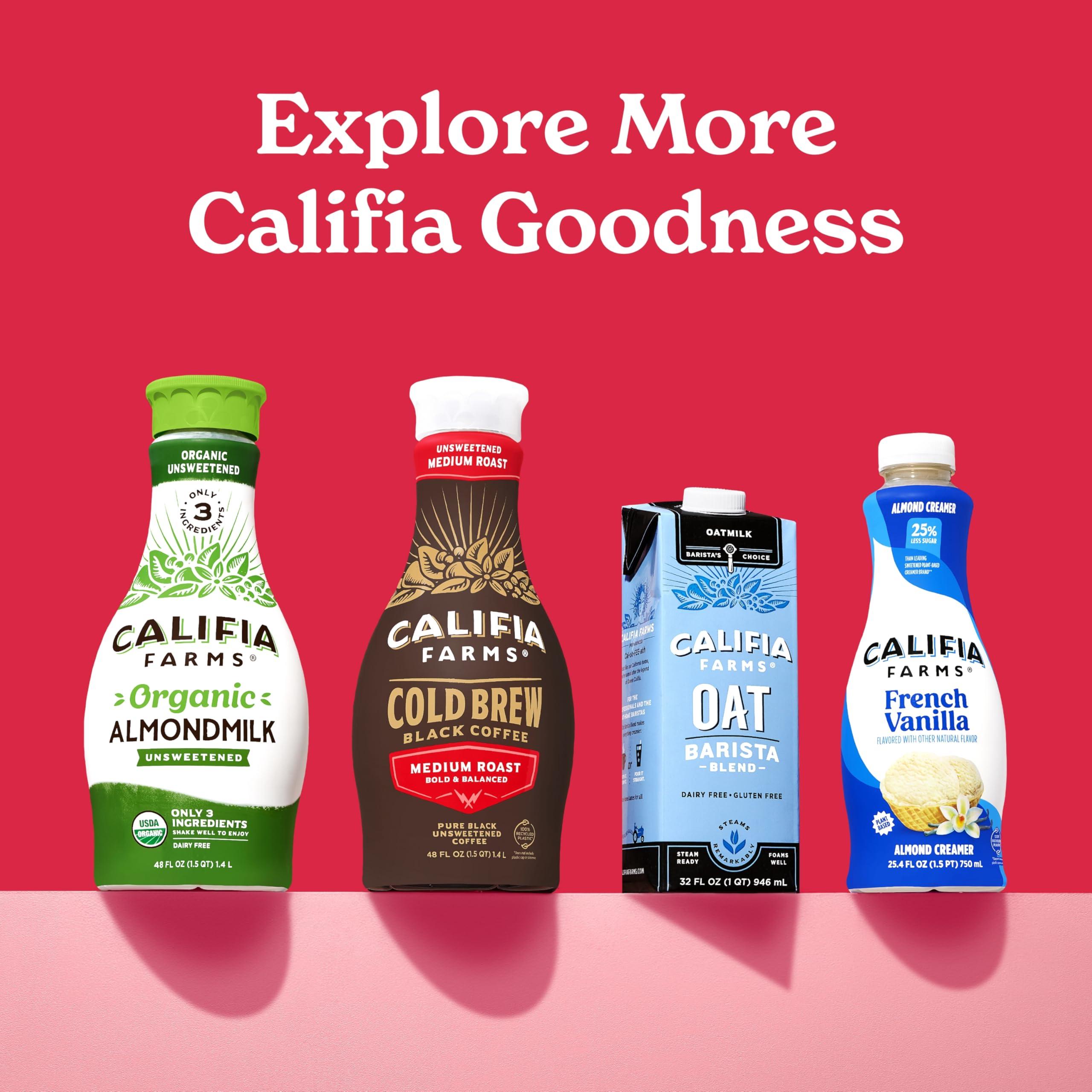 Califia Farms Califia Farms - Pure Black Medium Roast Cold Brew Coffee, 32 Oz (Pack of 6), 100% Arabica, Shelf Stable, Plant Based, Vegan, Gluten Free, Non GMO, Sugar Free, Iced Coffee