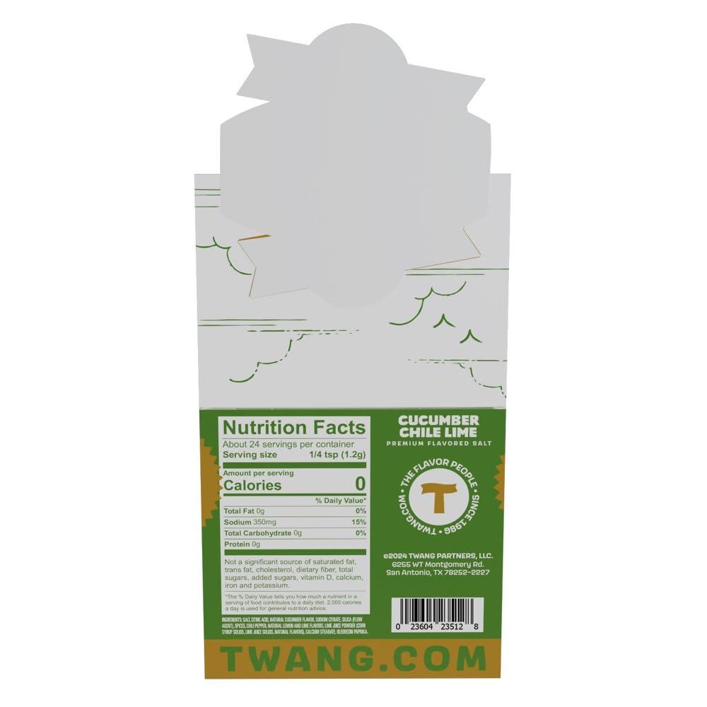 Twang Twang Flavored Beer Salt, Cucumber Chili Lime, 1 Ounce Mini Bottles (24 Count Display Pack)