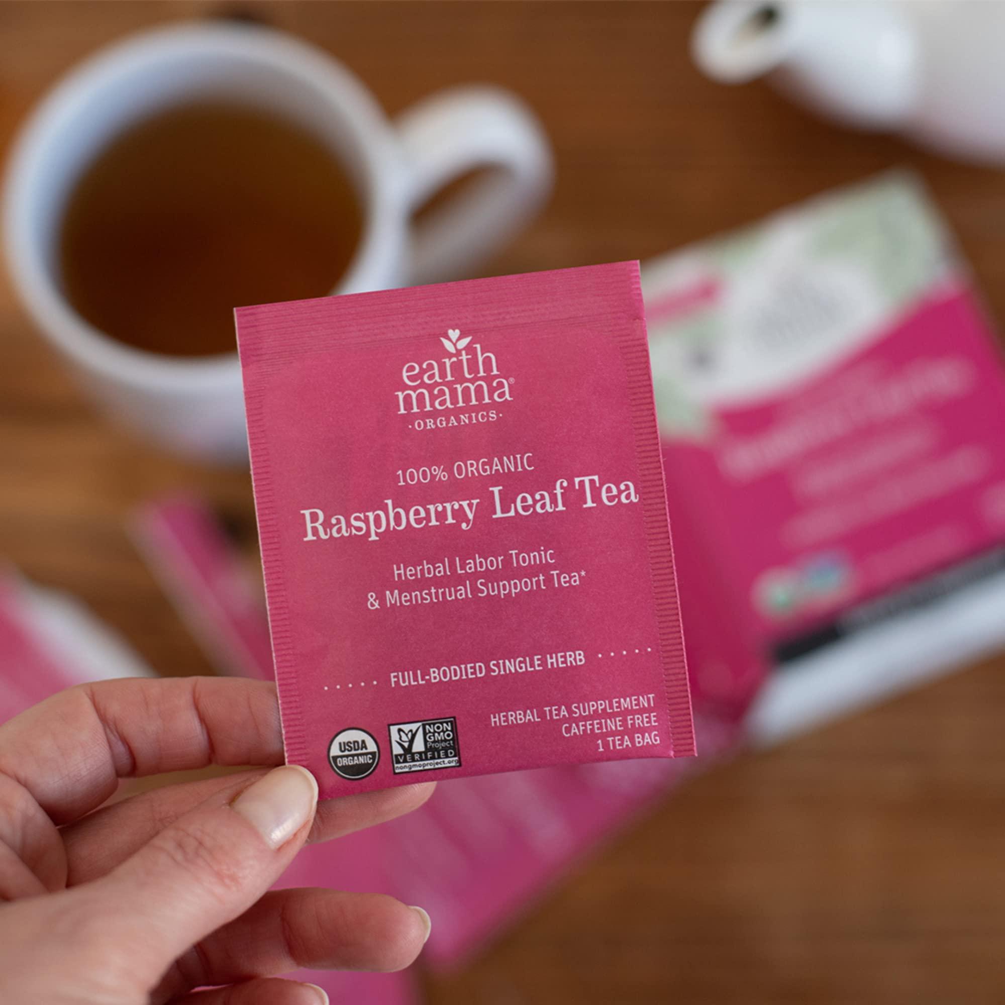 Earth Mama Earth Mama Organic Raspberry Leaf Tea Bags | Labor Tonic & Menstrual Support Herbal Tea, Red Raspberry Leaf Tea for Pregnancy & Postpartum Care Recovery, Caffeine Free Tea, Non GMO, (16 Teabags)