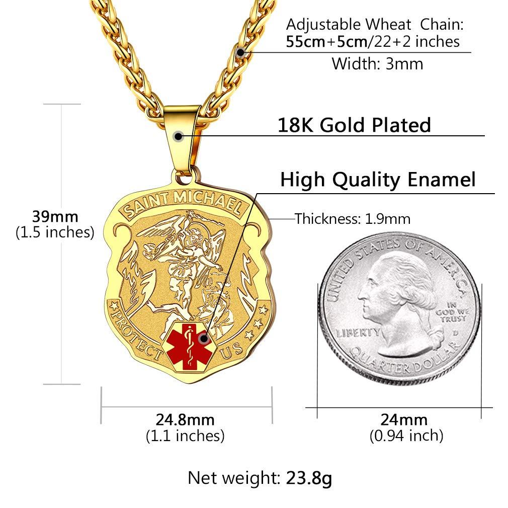 Supcare Supcare Diabetic Necklace for Men Gold Stainless Steel Necklace Engraved Necklace Medical Alert Necklace for Men Customizable Necklace