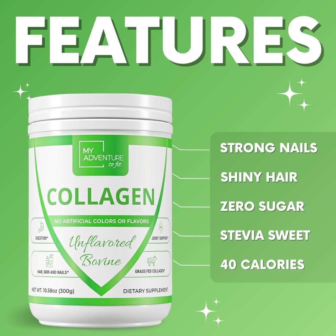 My Adventure to Fit Hydrolyzed Collagen Powder for Women - Grass Fed Collagen Powder for Muscle Growth & Collagen Protein Powder - Keto Collagen Powder for Joints & Gut Health - Unflavored Bovine 300g