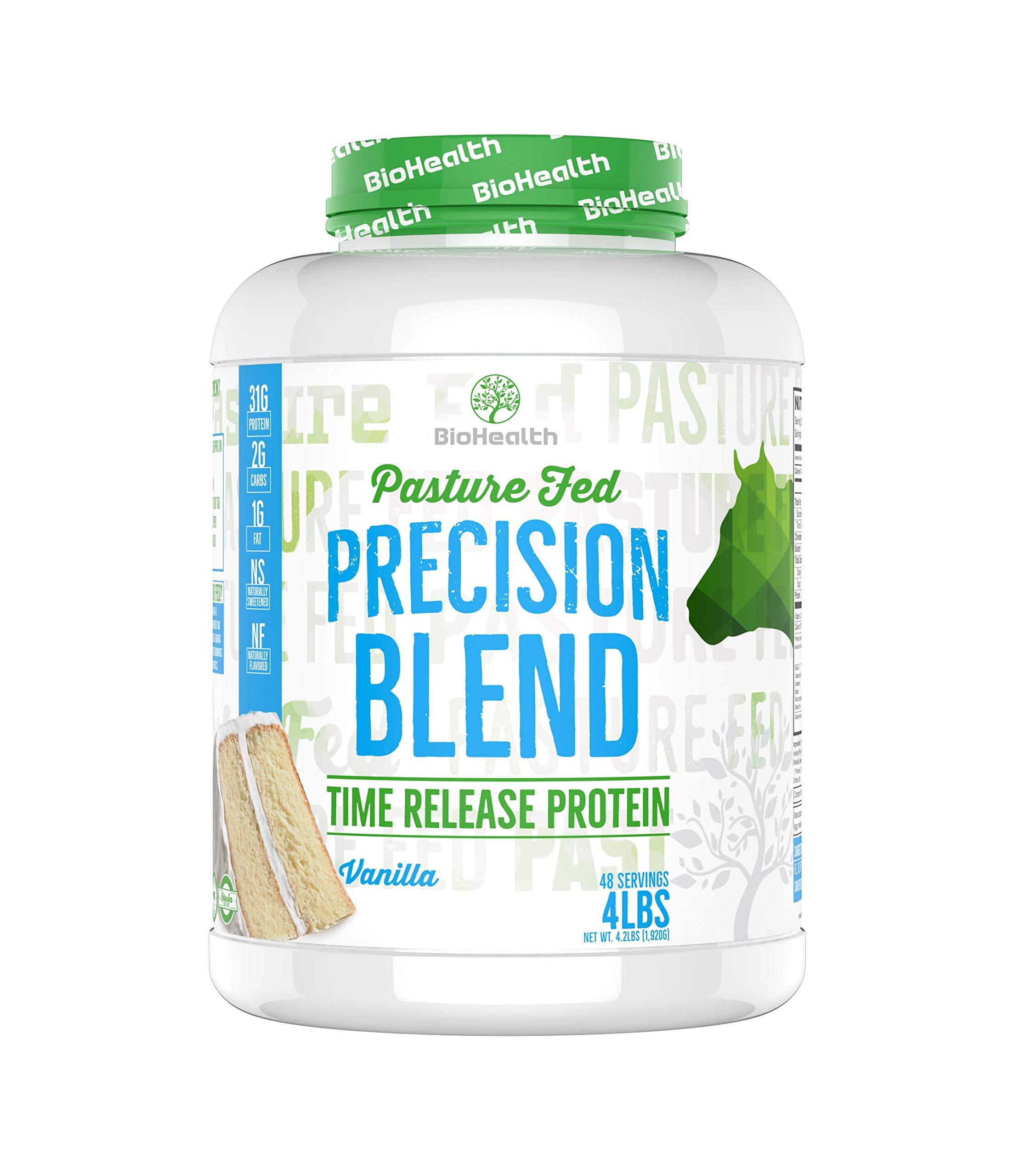 BioHealth Nutrition Precision Blend Vanilla (4 lb) Whey Protein | 31g Time Release Protein Blend | Non-GMO | Sugar Free | 48 Servings