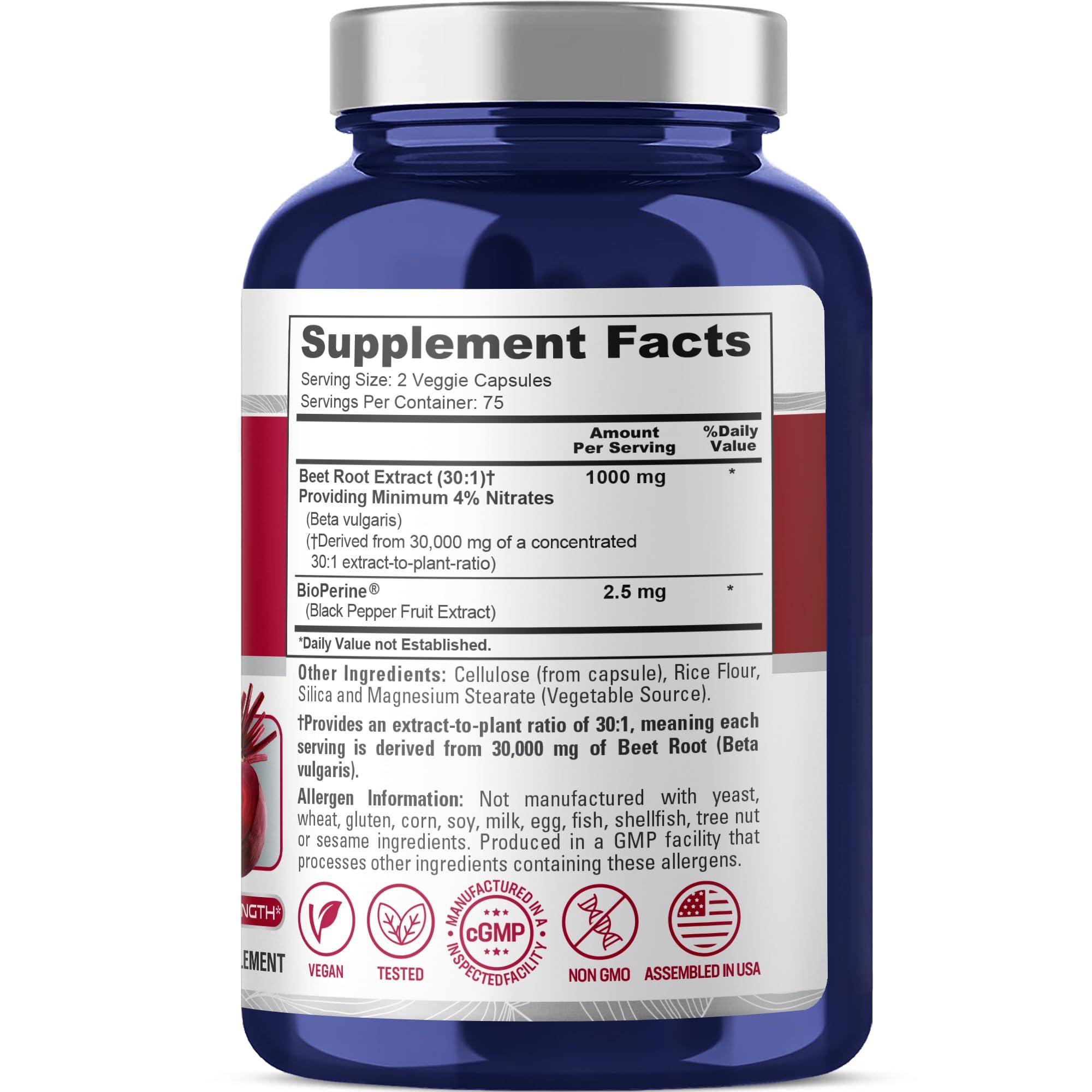 NusaPure NusaPure Beet Root 30,000mg 150 Veggie caps (Vegan, Non-GMO & Vegan 4% Nitrates) Bioperine