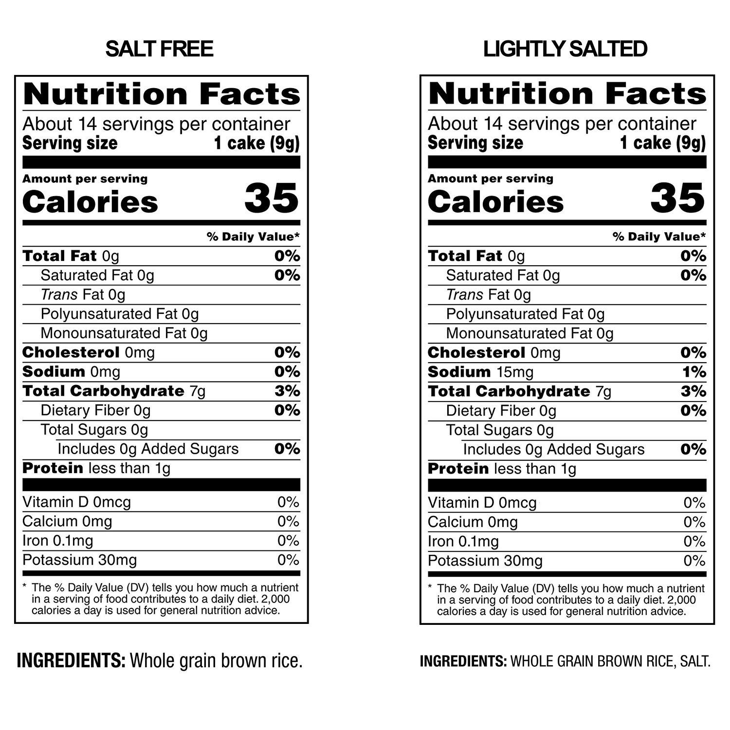 Quaker Quaker Large Rice Cakes, Gluten Free, Lightly Salted + Salt Free Variety Pack, 4.47 Ounce (Pack of 6)