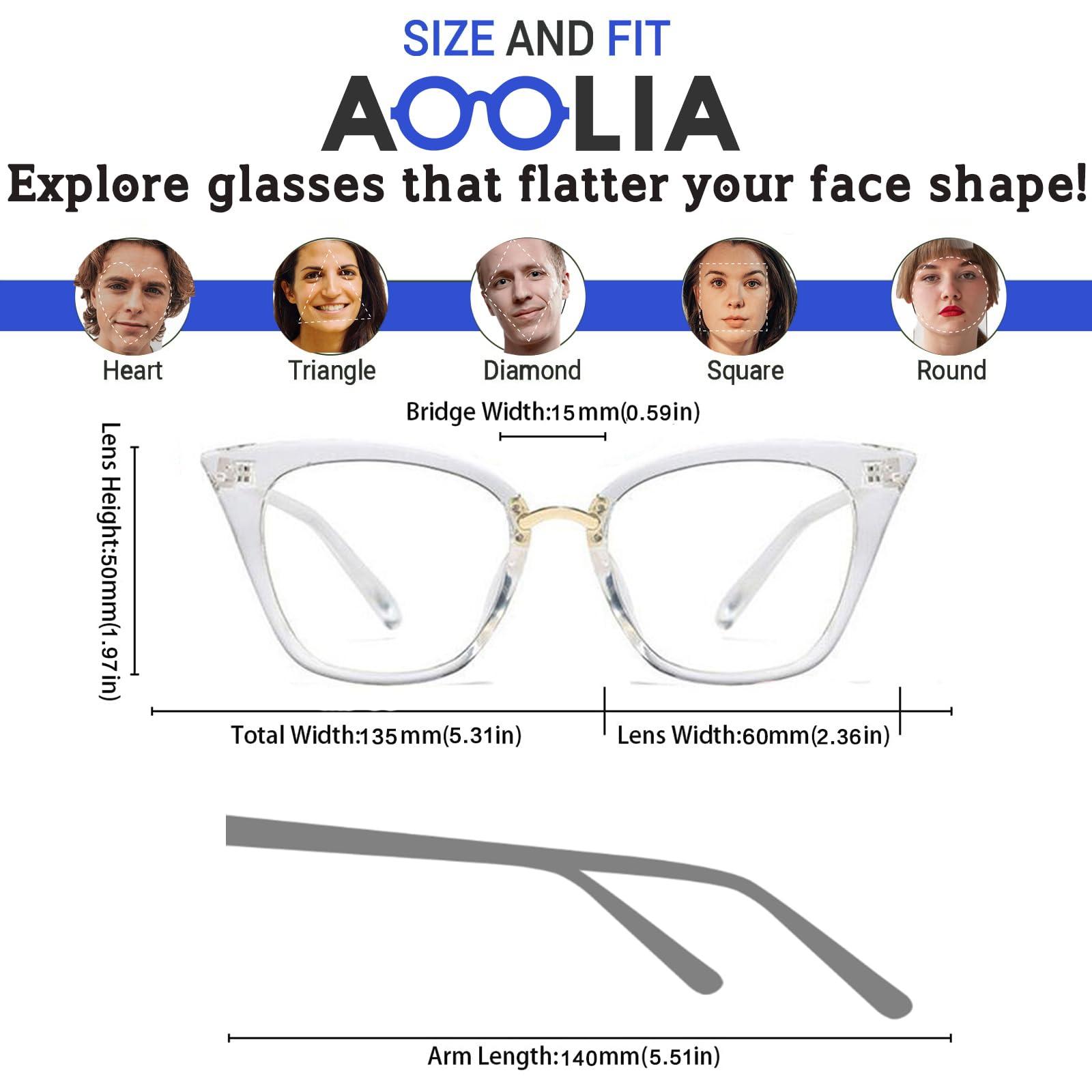 AOOLIA AOOLIA Oversized Cat Eye Reading Glasses for Women, Stylish Blue Light Reading Glasses, Reading Eyeglasses for Computer Laptop Phone (Clear, 2.5, x)
