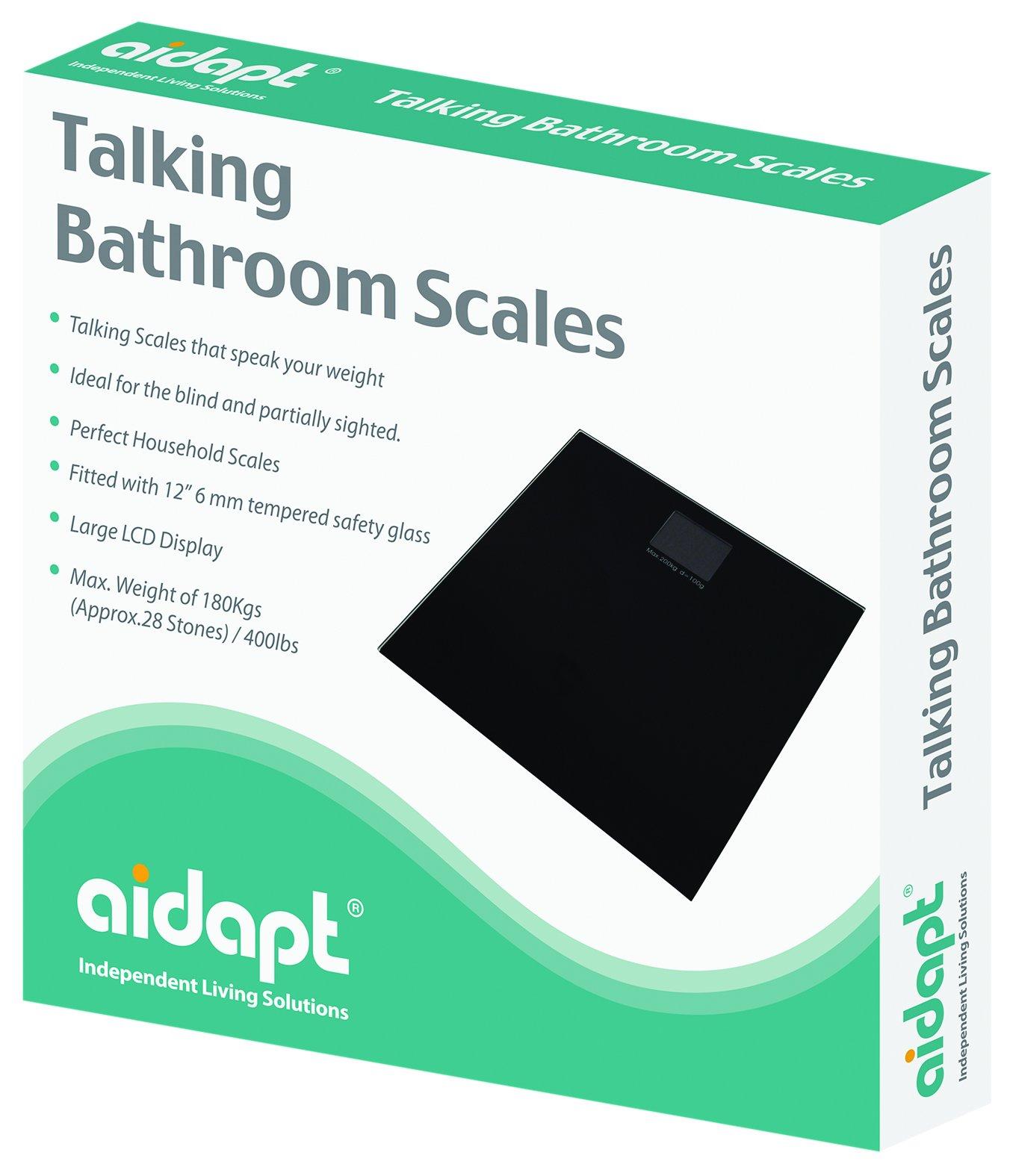 Aidapt Aidapt Talking Bathroom Scale Ideal for Partially Sighted/Blind, Clearly Announces Weight (Black)