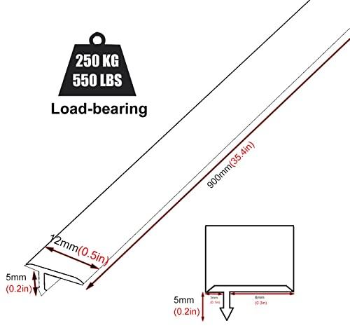 Ccsh Threshold Transition Strips T Shaped Threshold Transition Strips, Carpet & Floor Decoration Strip, 0.5in Wide Ramp for Tile to Laminate Carpet to Bathroom Doorway Sweeping Robot (Color : Grey)