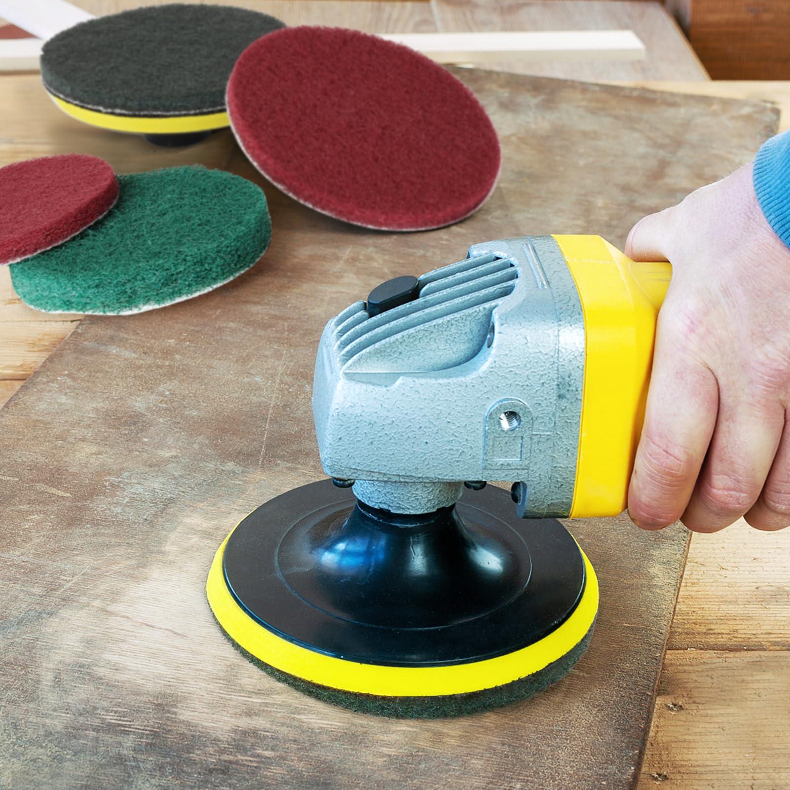 GOH DODD Power Scrub Pads Drill Attachment, GOH DODD 15 Pieces 5 Inch Headlight Restoration Kit Cleaning Kit Scouring Pads with Baker and Universal Shaft for Kitchen, Bathroom, Grout, Carpet, Tub, Grill, Tile