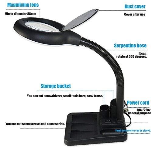 CTXDLK Magnifier Magnifying Lamp Adjustable LED Light Optical Equipment Stand Dimmable Crafts Multifunction for Precision Work Repair magnifiers