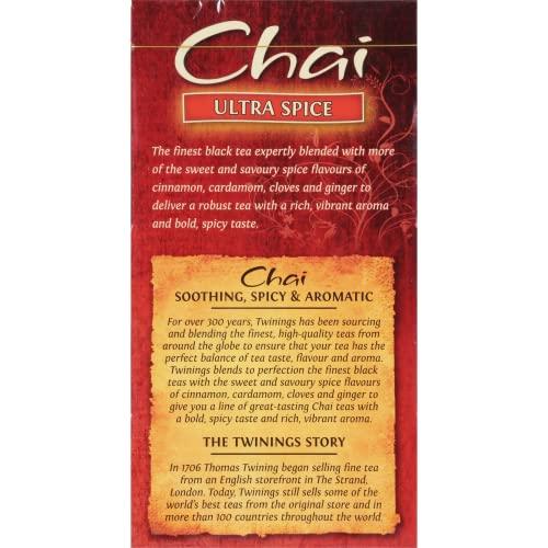 Twinings Twinings Chai Tea, Ultra Spice Chai Tea Bags with Cinnamon, Ginger, Cardamon, Clove for a Spicy Chai Tea Latte, 20 Tea Bags