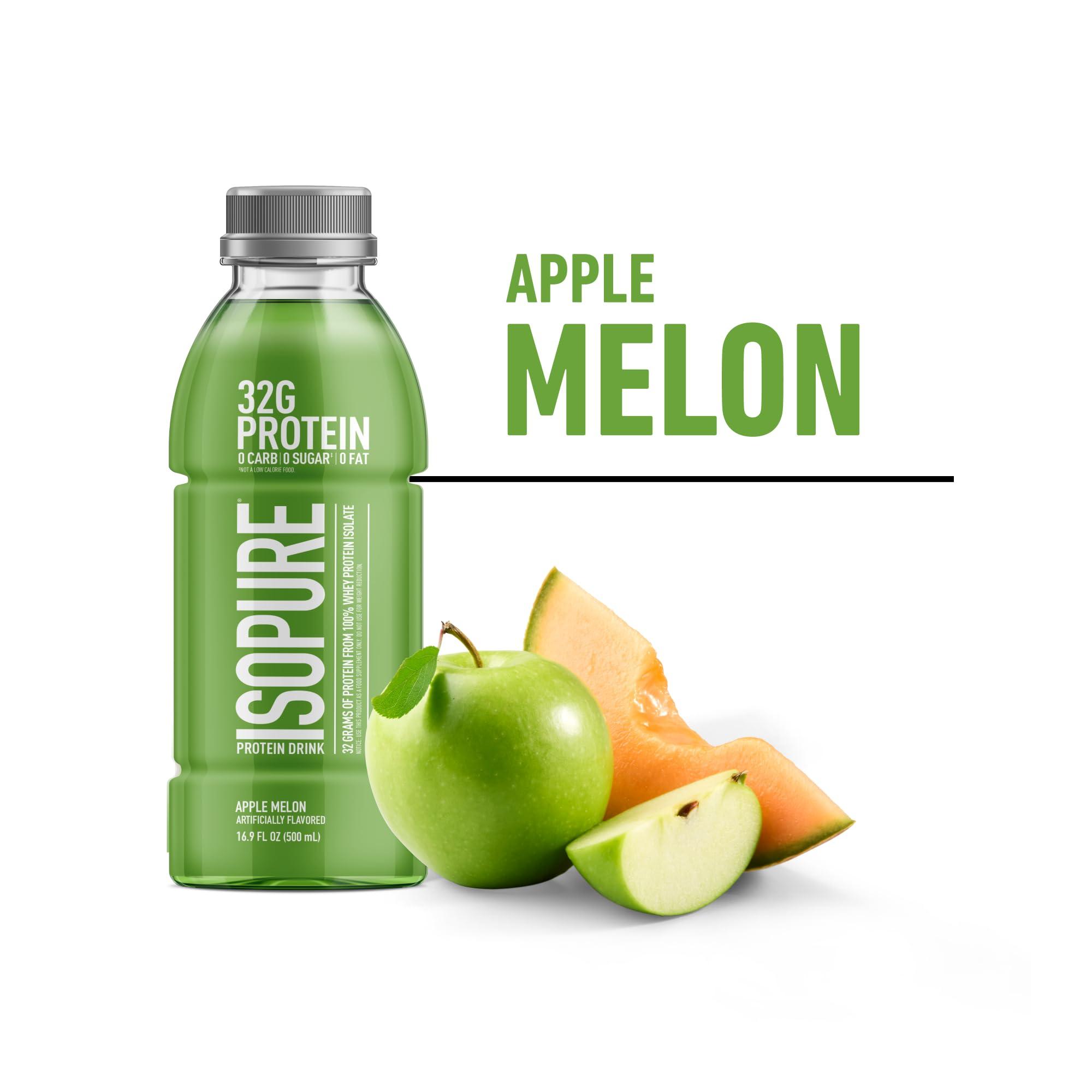 Isopure Isopure Zero Carb 32g Protein Ready-to-Drink, Whey Protein Isolate, Apple Melon, 16 Fl Oz (12 Bottles)
